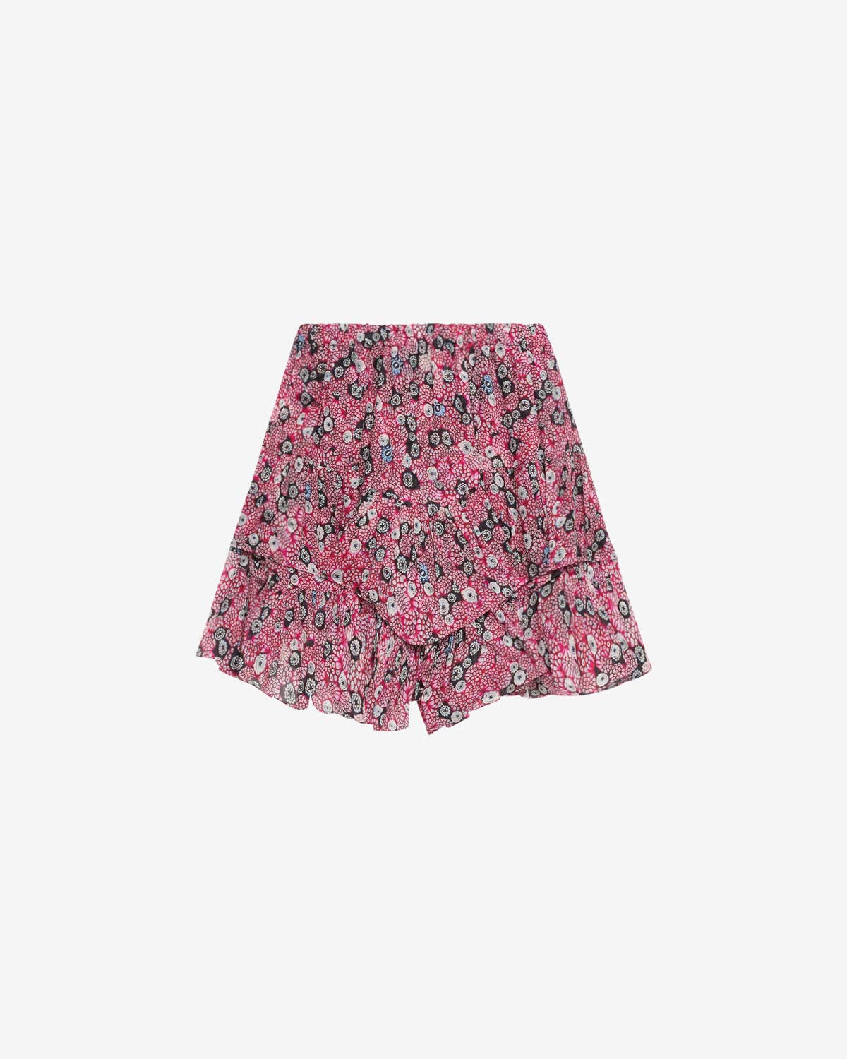 Shorts jocadia aus bedrucktem baumwollvoile mit volants - Raspberry-black - Woman - 5