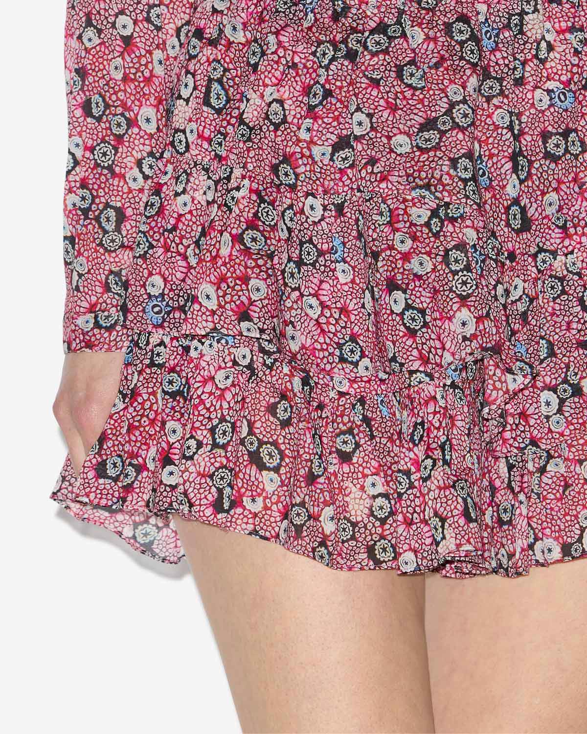 Shorts jocadia aus bedrucktem baumwollvoile mit volants - Raspberry-black - Woman - 2