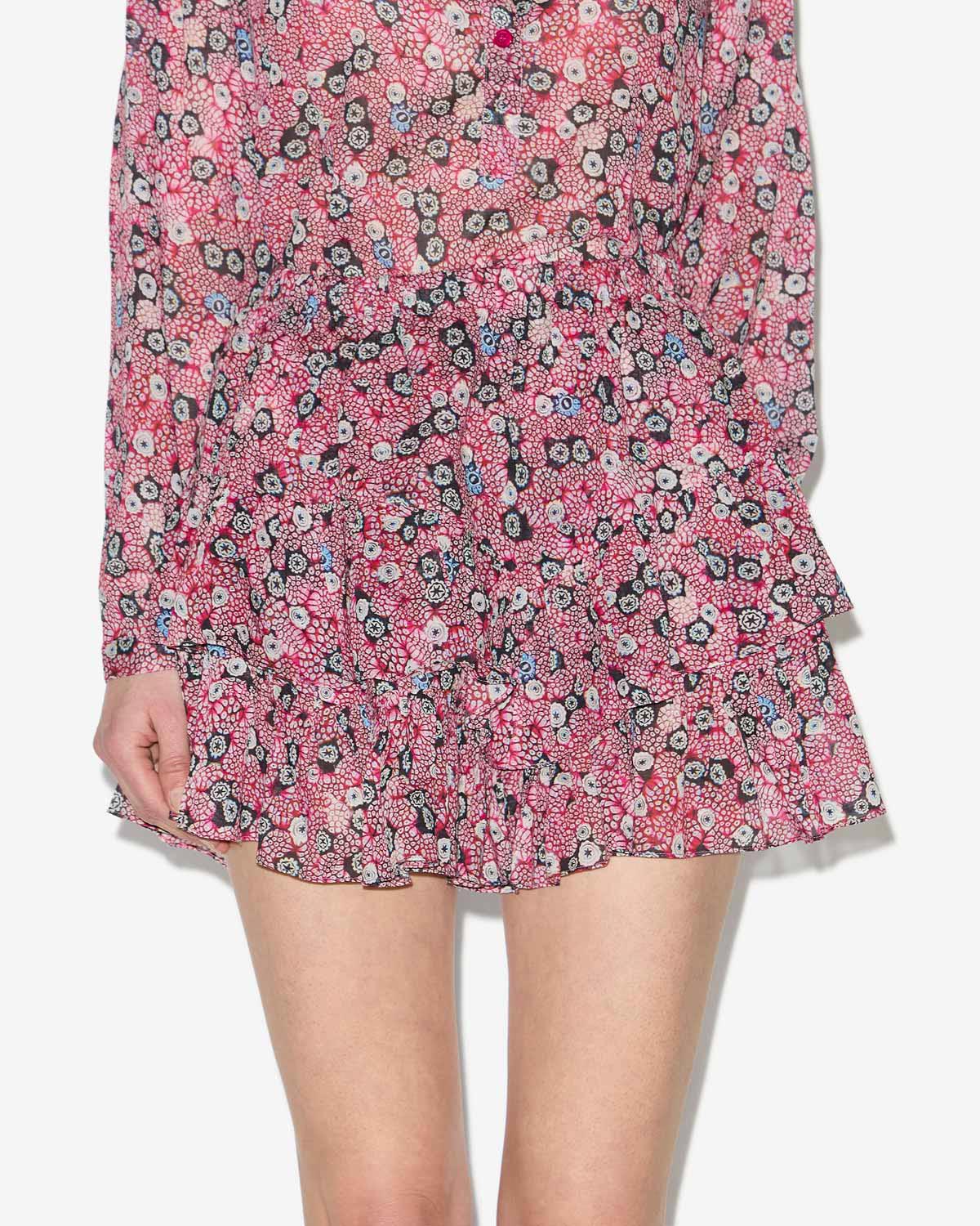 Shorts jocadia aus bedrucktem baumwollvoile mit volants - Raspberry-black - Woman - 3