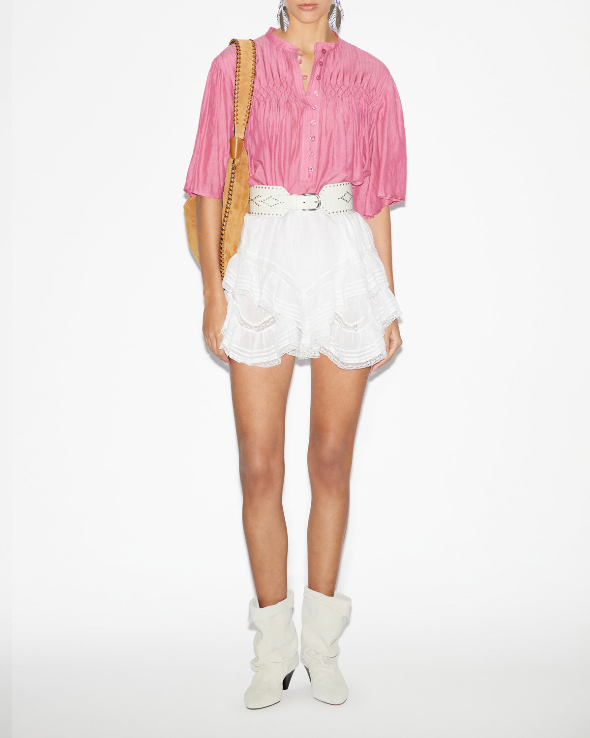 지젤(gisele) 플레인 코튼 보일 러플 쇼츠 - 하얀색 - Woman - 1