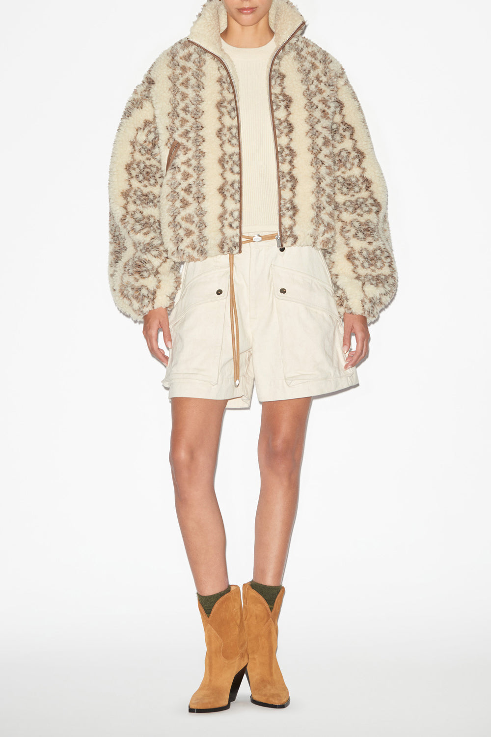 Short inspiration workwear en coton uni jemmy - Écru - Woman - 2