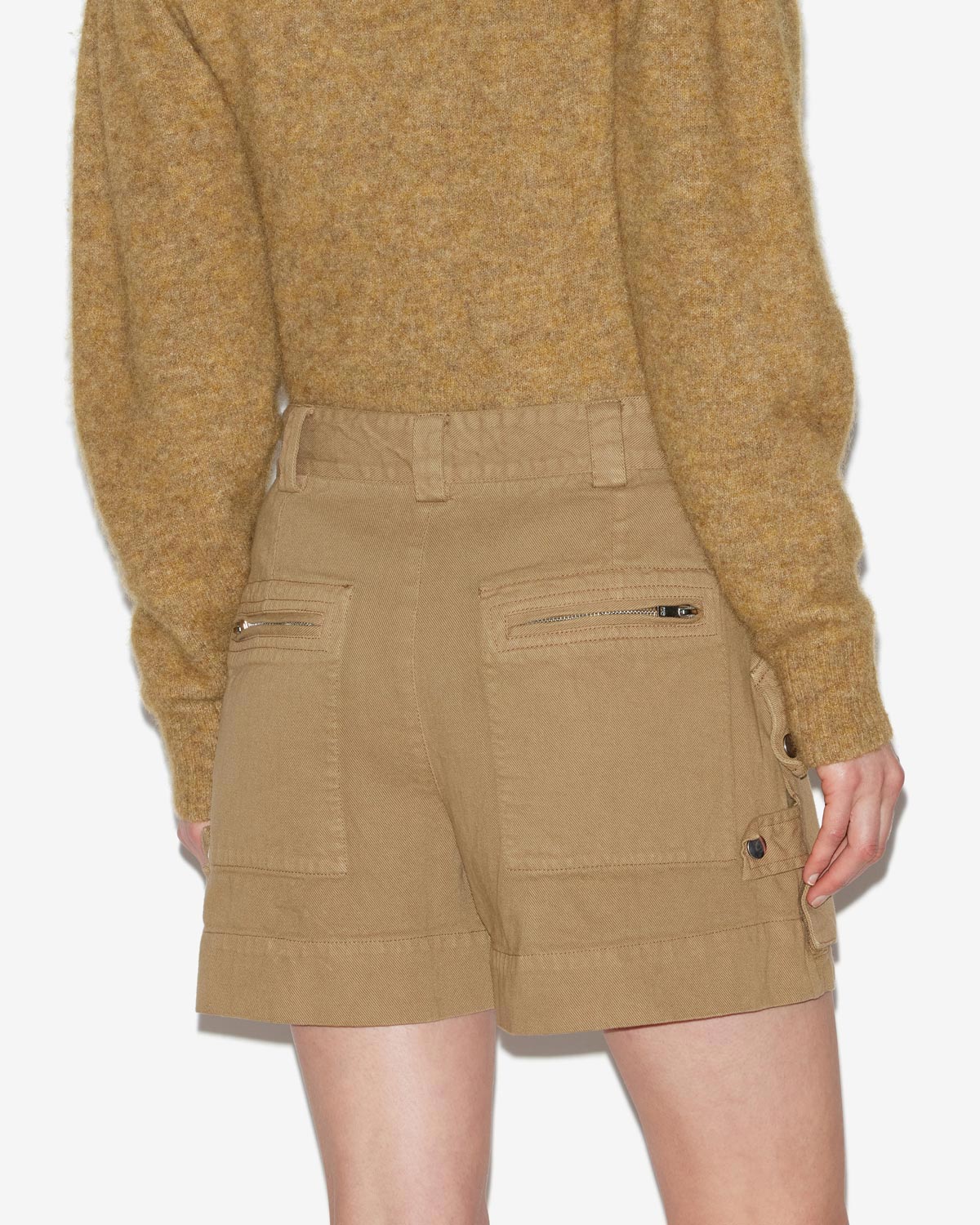 Jemmy workwear style shorts in plain-colored cotton - Khaki - Woman - 4