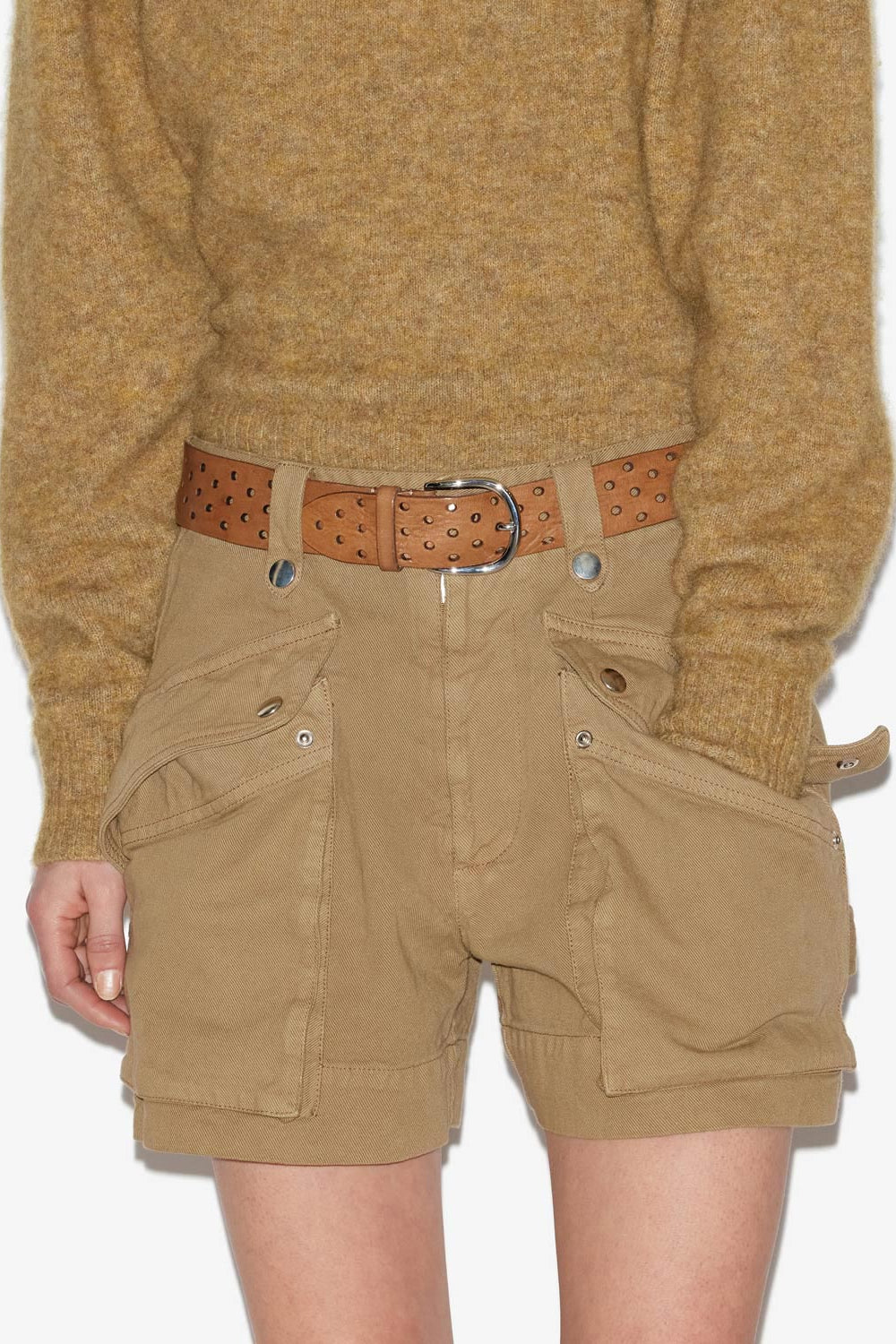 Short inspiration workwear en coton uni jemmy - Kaki - Woman - 4