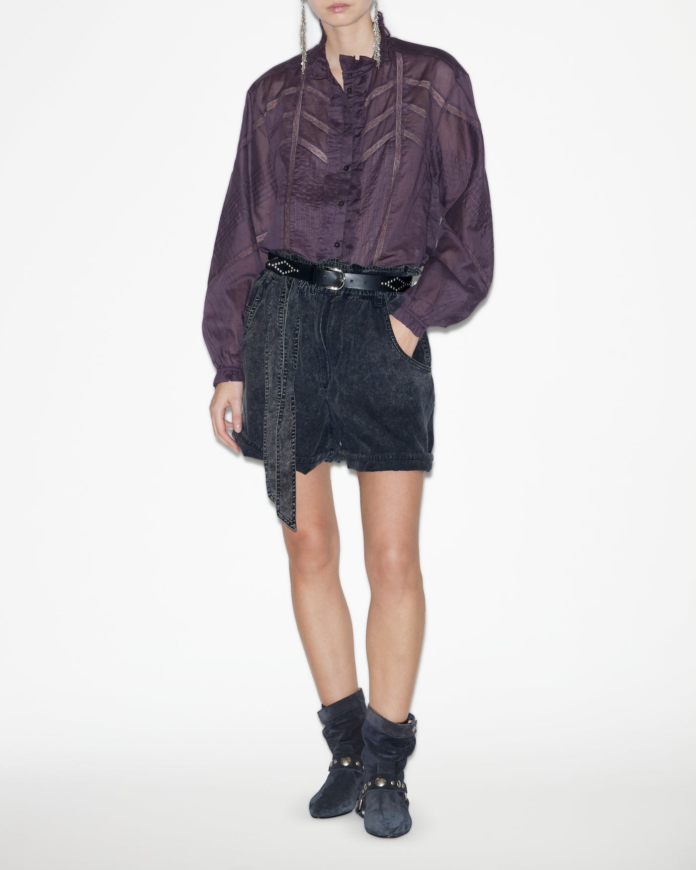 Pierine short chambray shorts - Black - Woman - 1