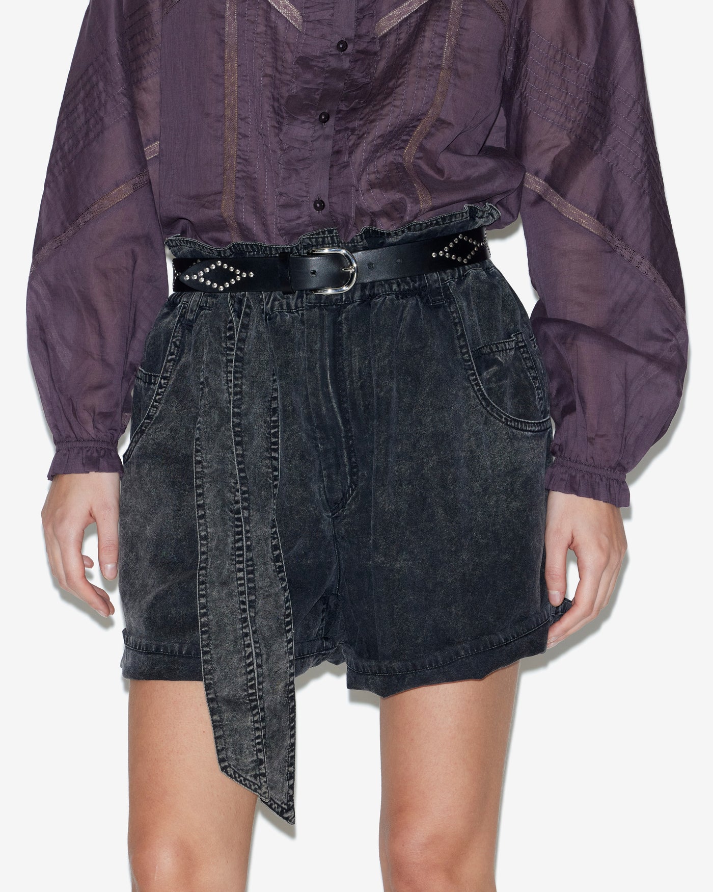 Pierine short chambray shorts - Black - Woman - 3