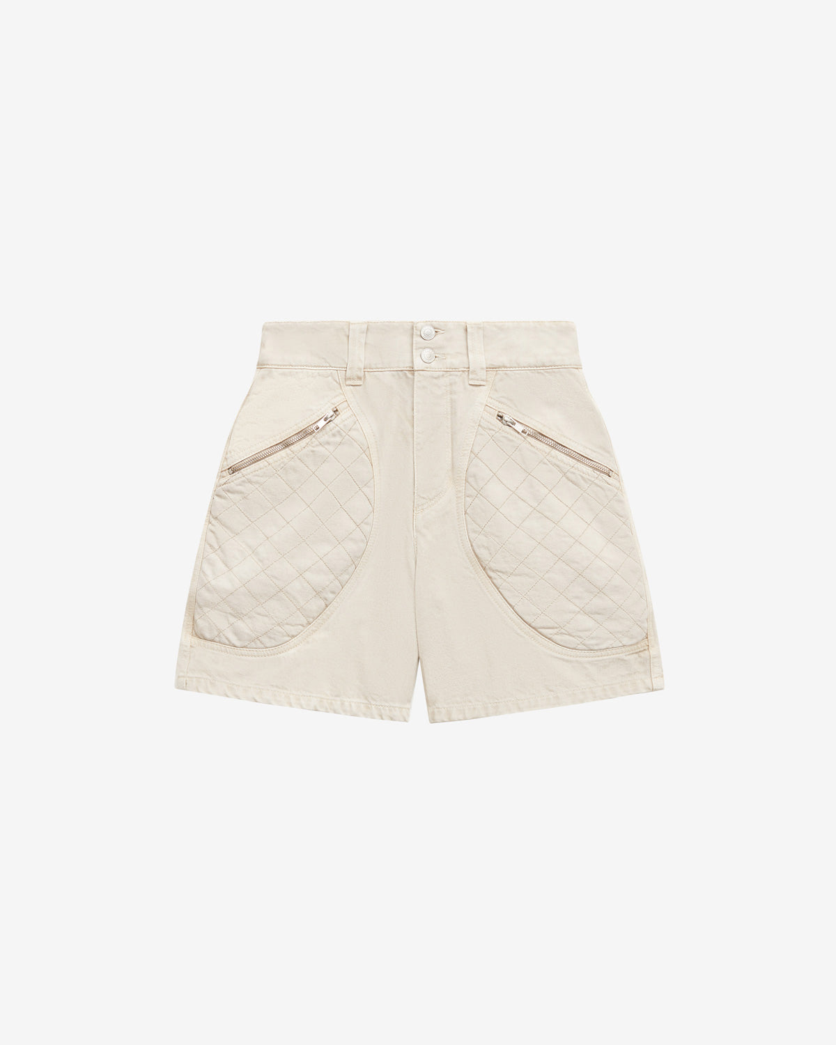 Candice denim shorts with topstitched yokes - Ecru - Woman - 5