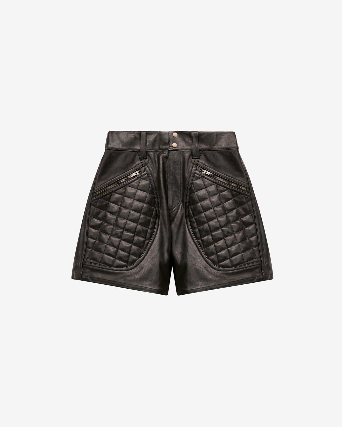 Candice lambskin leather shorts with quilted yokes - Black - Woman - 5