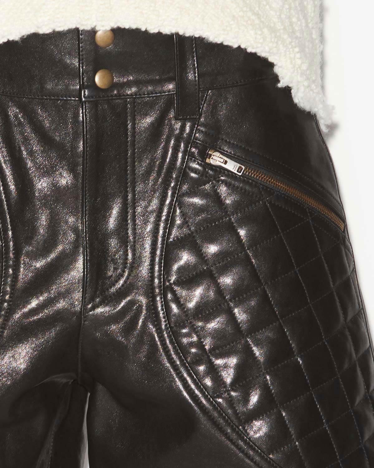 Candice lambskin leather shorts with quilted yokes - Black - Woman - 2