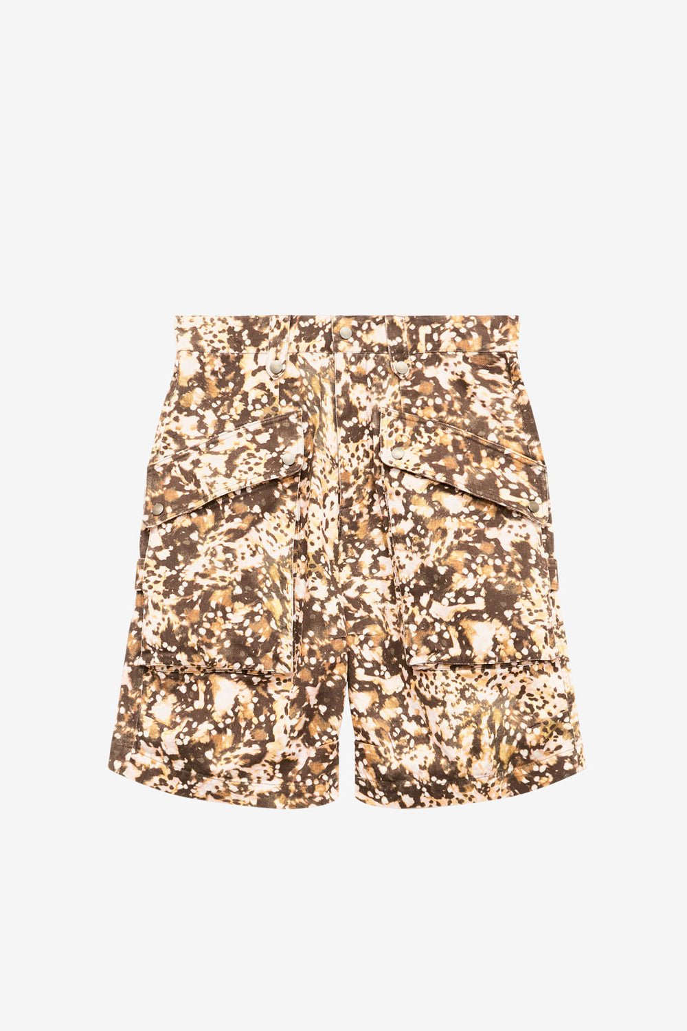 Erize long workwear style shorts in printed denim - Khaki - Man - 1