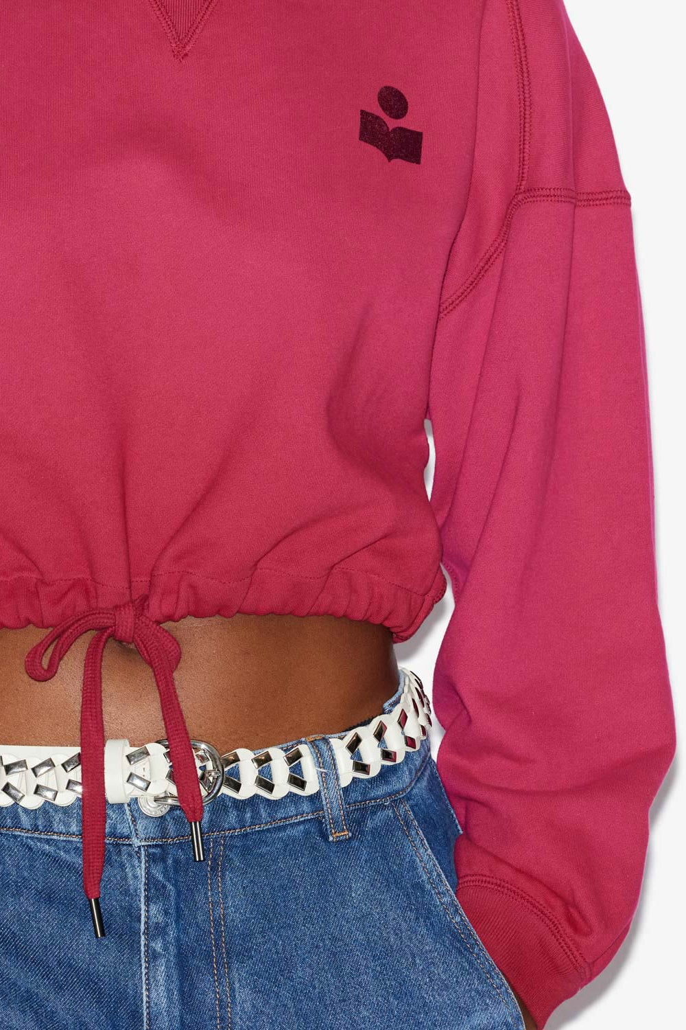 Sudadera margo corta de algodón con logotipo - Frambuesa - Woman - 3