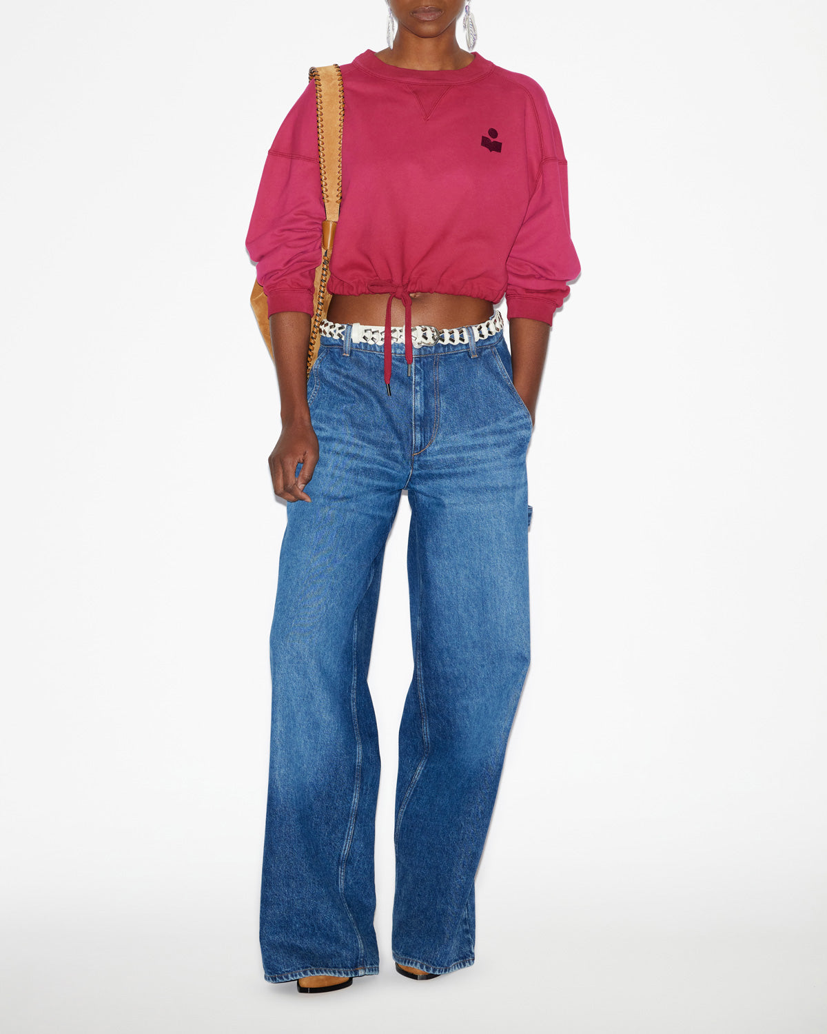 Sweatshirt margo court en coton à logo - Framboise - Woman - 1