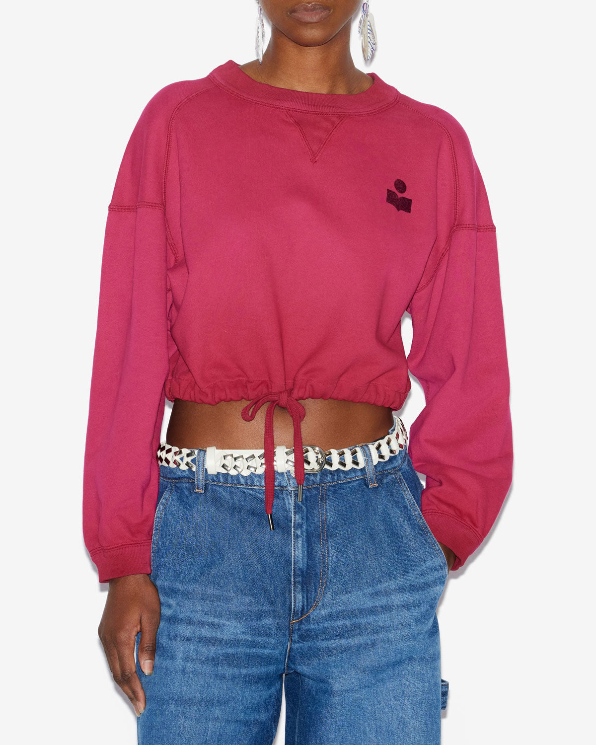 Sweatshirt margo court en coton à logo - Framboise - Woman - 3