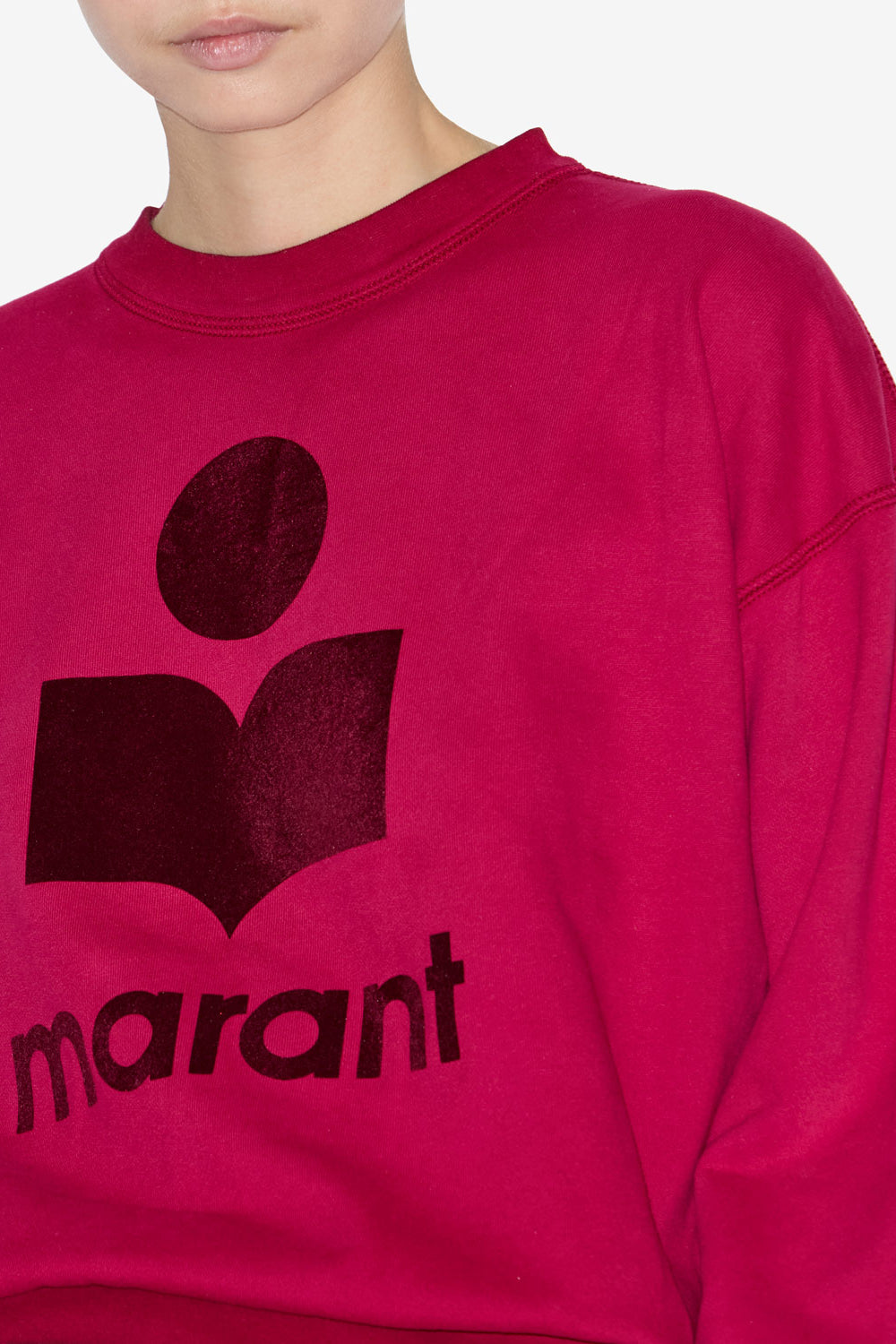 Sudadera mobily de algodón desgastado con logotipo - Frambuesa - Woman - 3