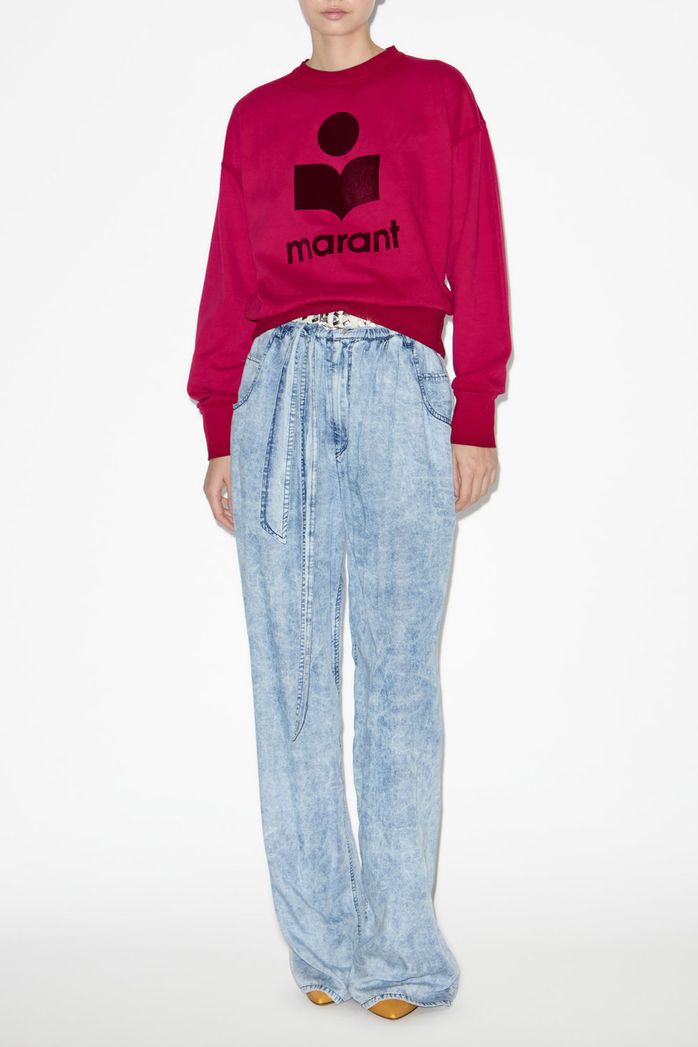 Sudadera mobily de algodón desgastado con logotipo - Frambuesa - Woman - 2