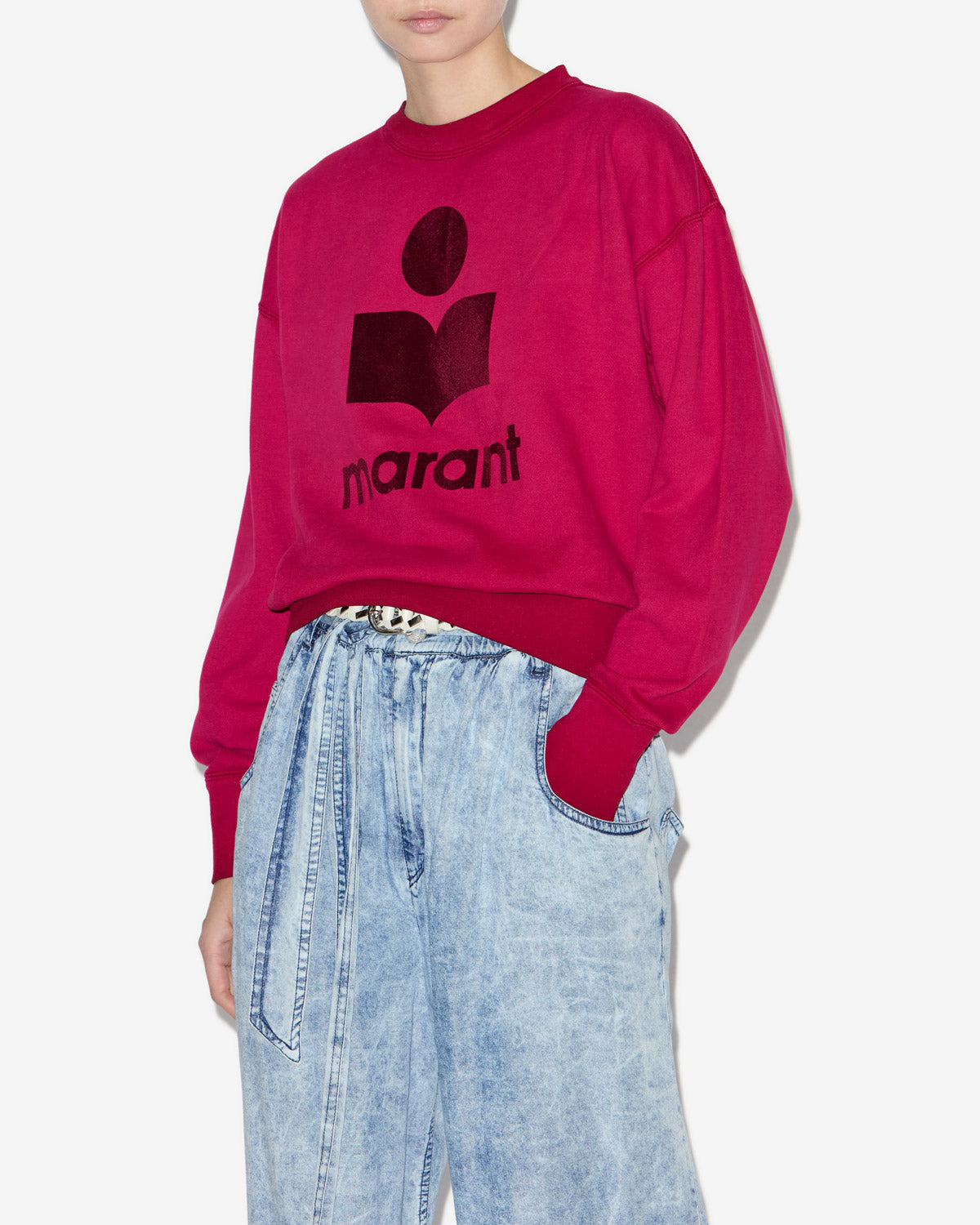 Mobyli washed cotton logo sweatshirt - Raspberry - Woman - 3