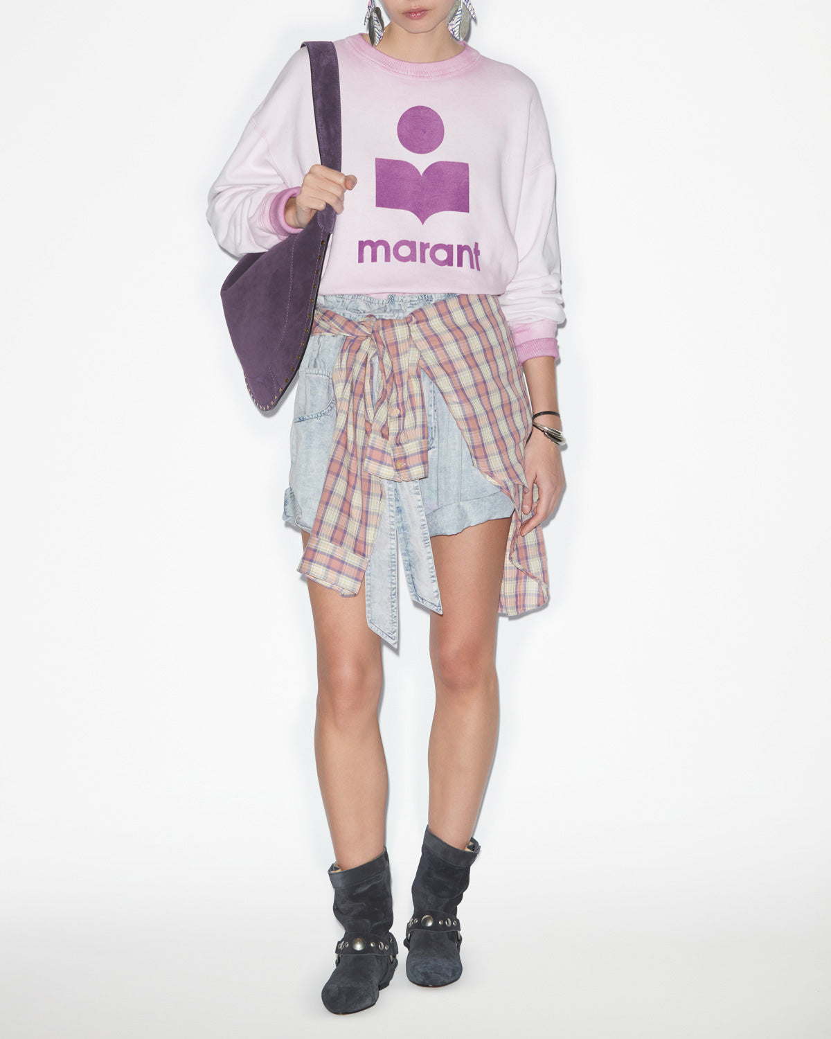 Mobyli ロゴ ウォッシュ加工コットン スウェットシャツ - Lilac - Woman - 1