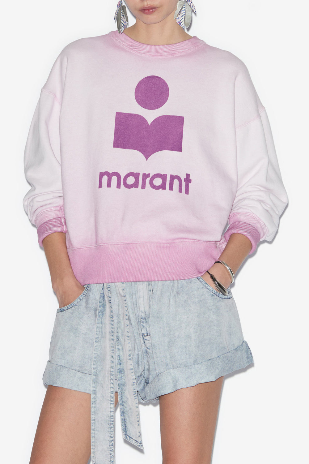 Sweatshirt mobily aus verwaschener baumwolle mit logo - Lilac - Woman - 4