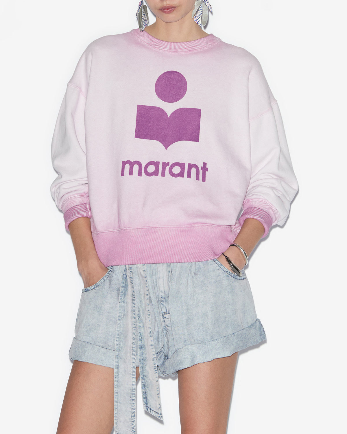 Mobyli ロゴ ウォッシュ加工コットン スウェットシャツ - Lilac - Woman - 3