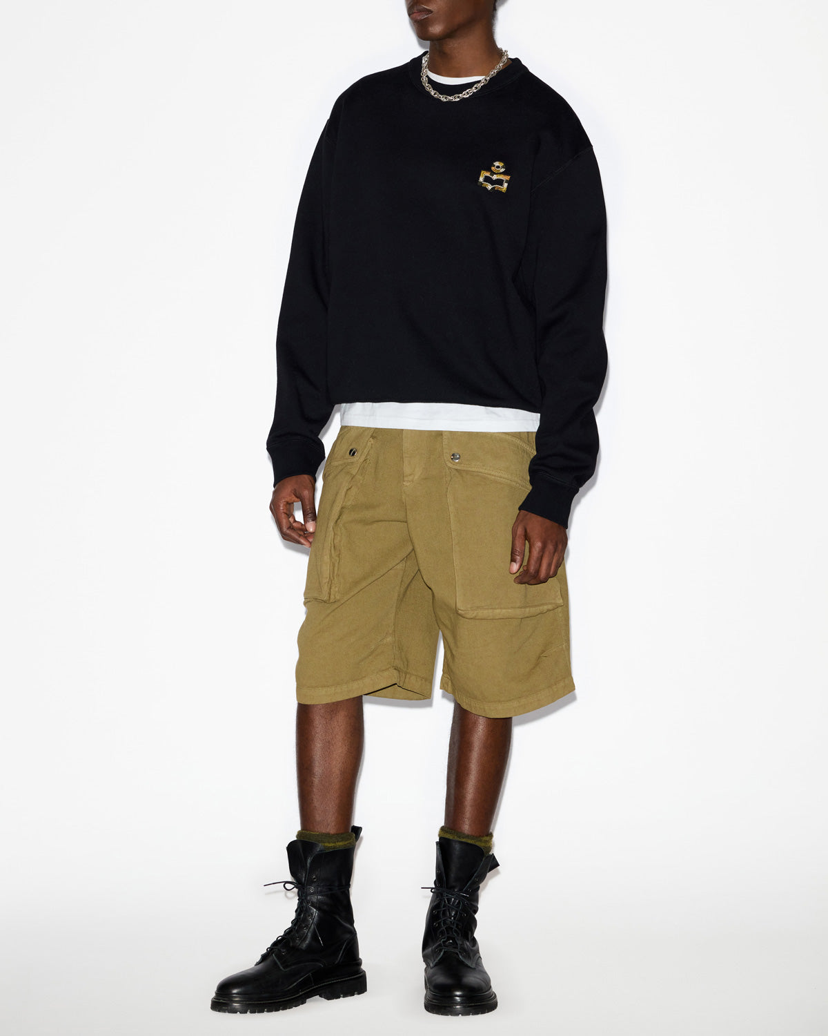 Sudadera mikoe de algodón con bordado - Negro lavado - Man - 1