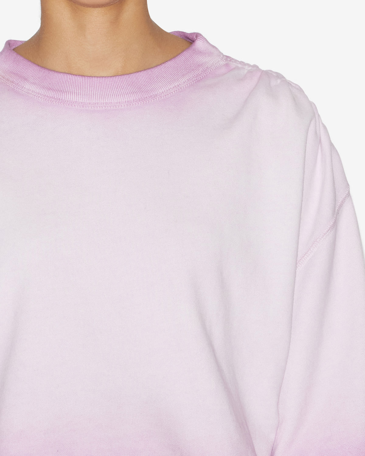 Sudadera perolina de algodón lavado con manga corta - Lilac - Woman - 2