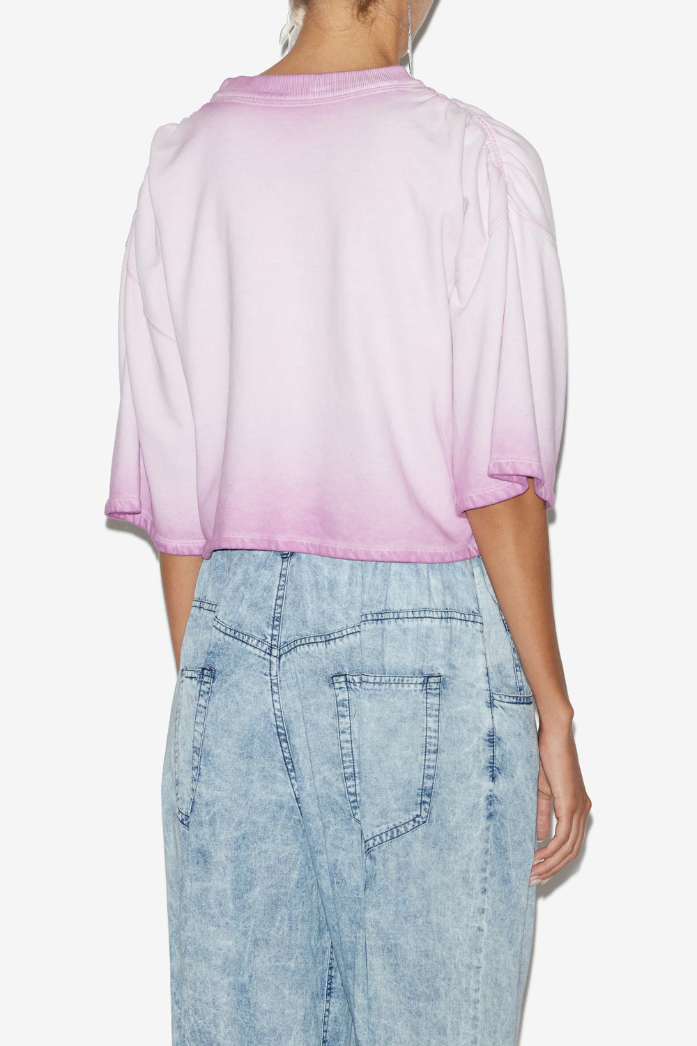 Sudadera perolina de algodón lavado con manga corta - Lilac - Woman - 5