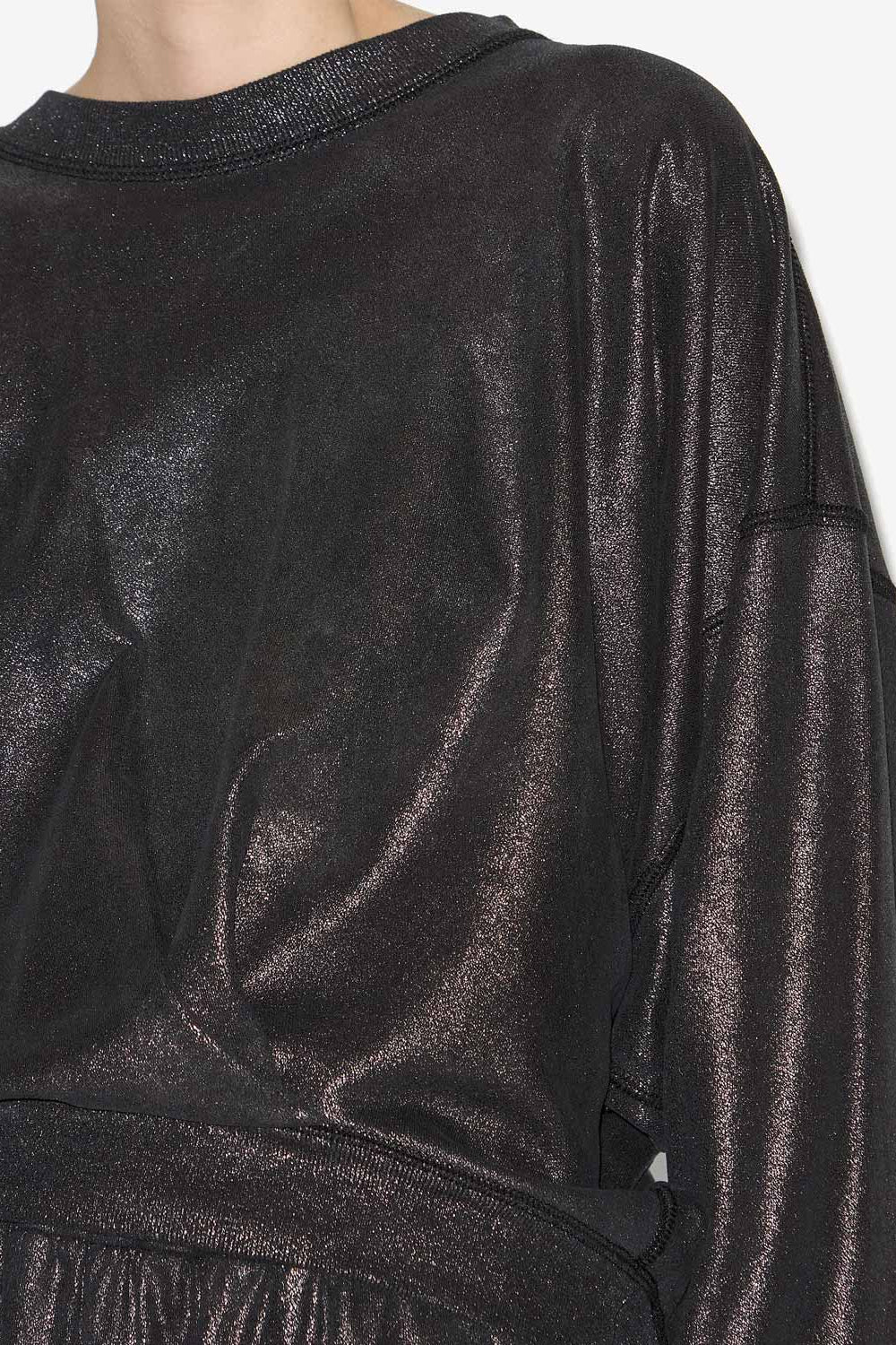 Sudadera de algodón con revestimiento metalizado paulia - Metallic black - Woman - 3