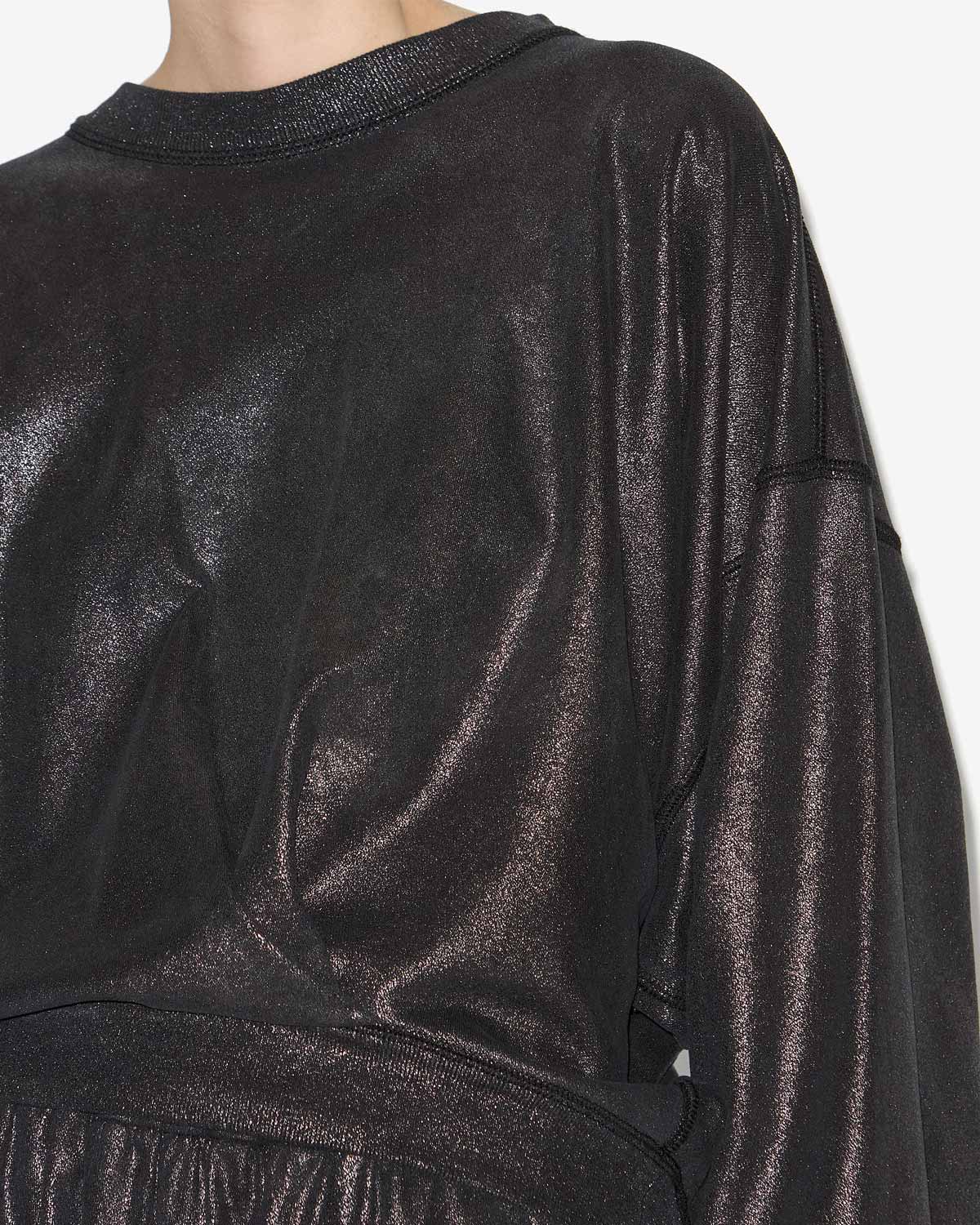 Sweatshirt paulia aus beschichteter baumwolle mit metallic-look - Metallic black - Woman - 2