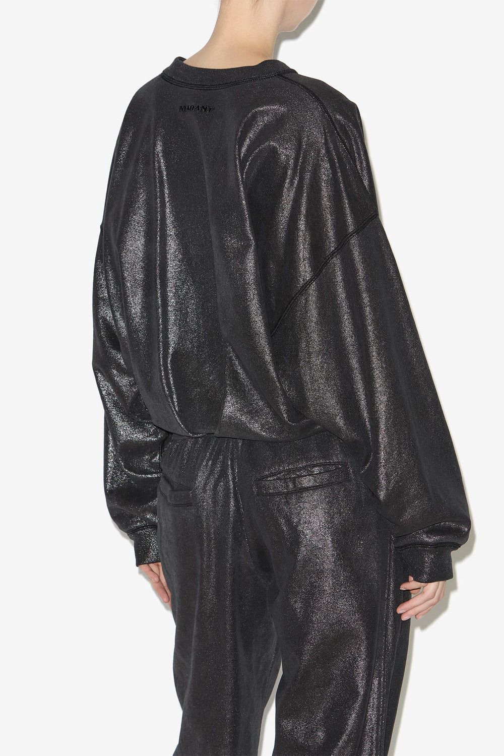 Sudadera de algodón con revestimiento metalizado paulia - Metallic black - Woman - 5