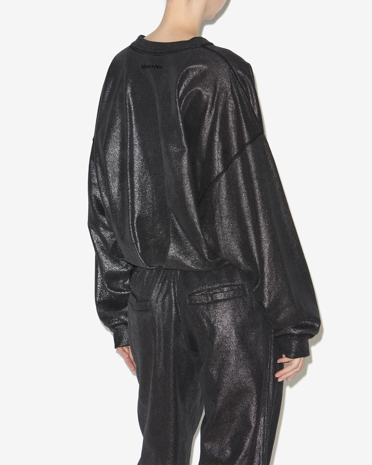 Sweatshirt paulia aus beschichteter baumwolle mit metallic-look - Metallic black - Woman - 4