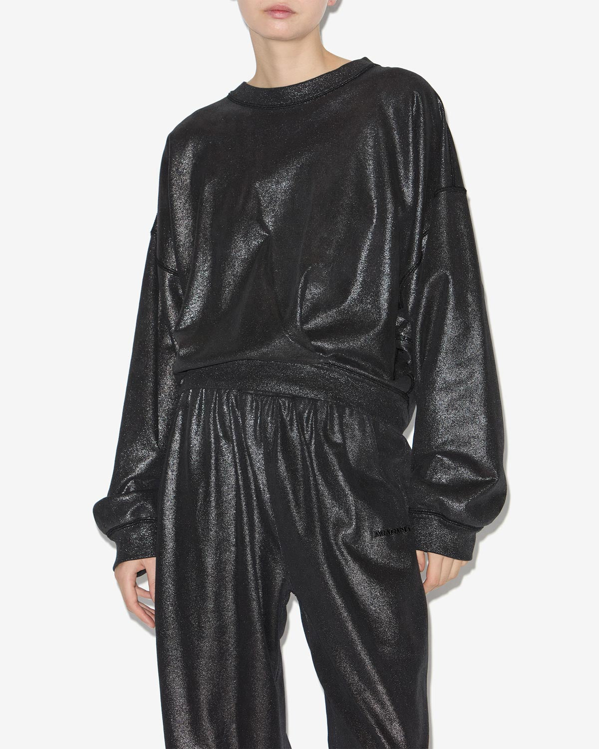 Sweatshirt paulia aus beschichteter baumwolle mit metallic-look - Metallic black - Woman - 3