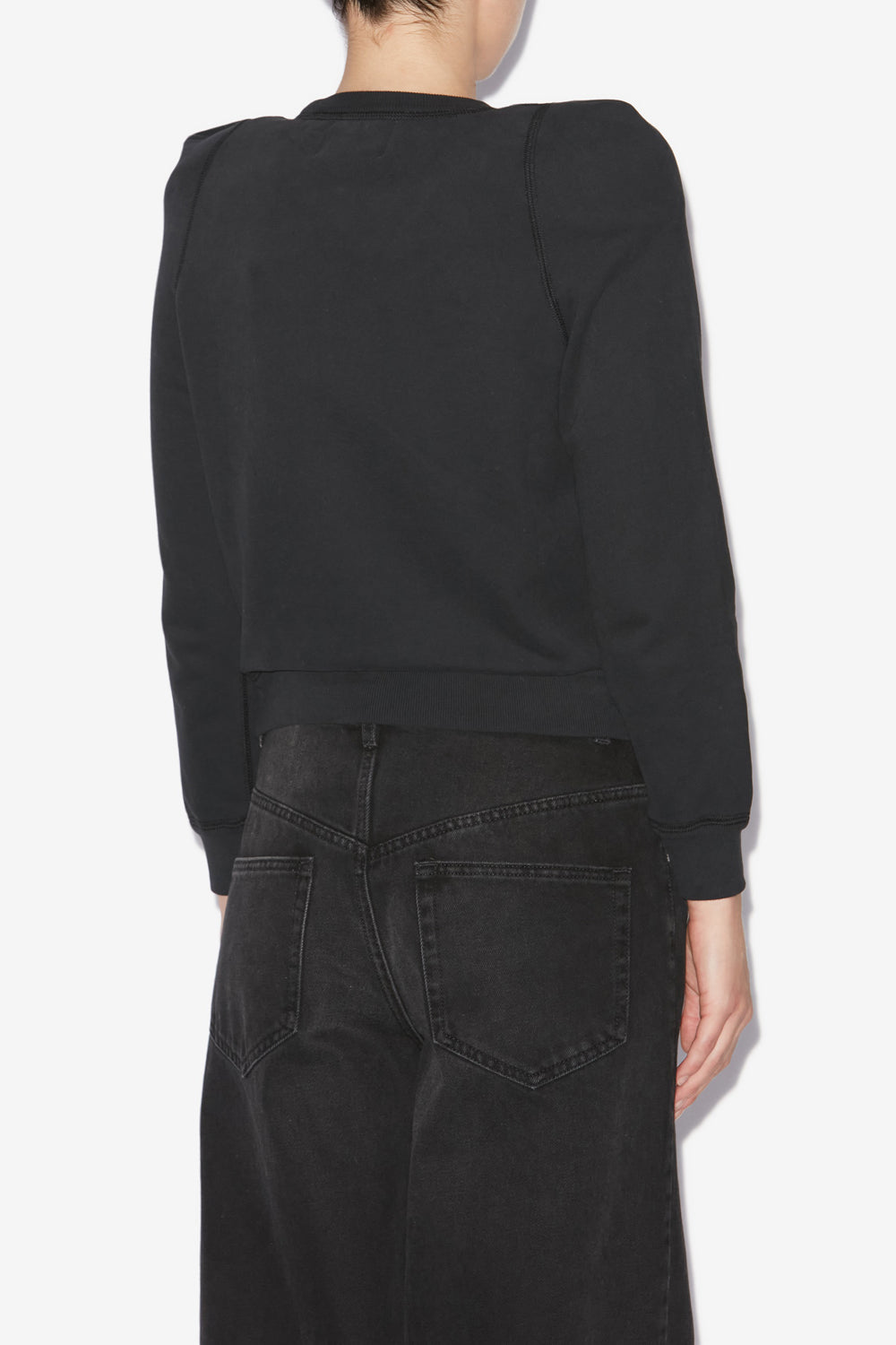 Sudadera prissa de algodón con hombros estructurados - Negro - Woman - 5