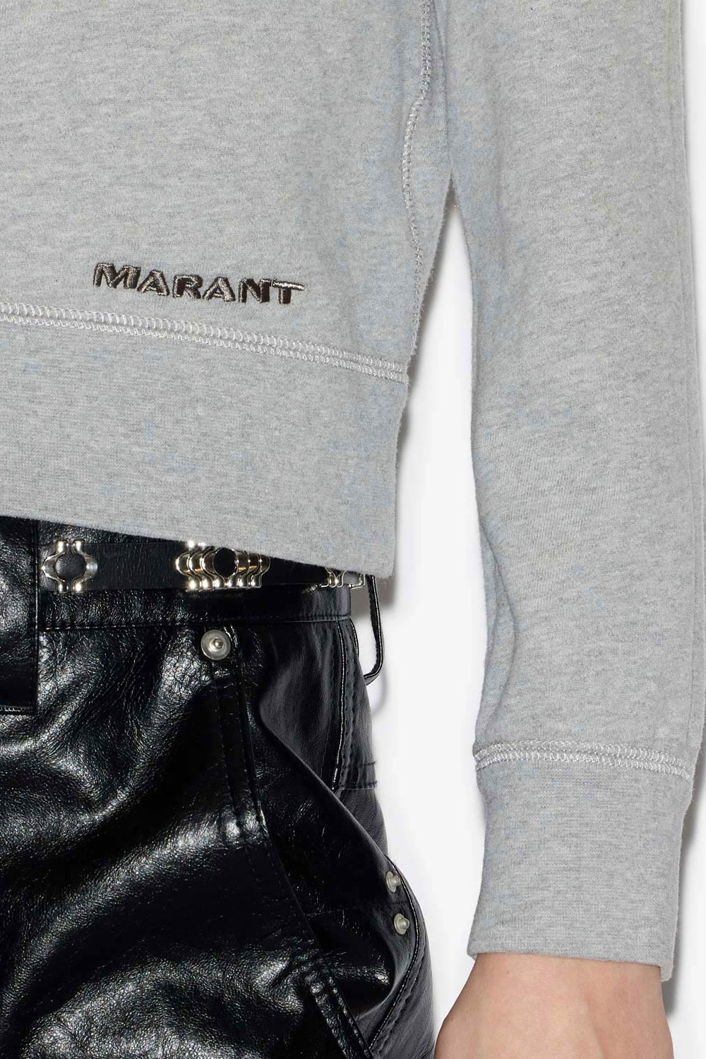 Prissa cotton sweatshirt with structured shoulders - Gray - Woman - 3