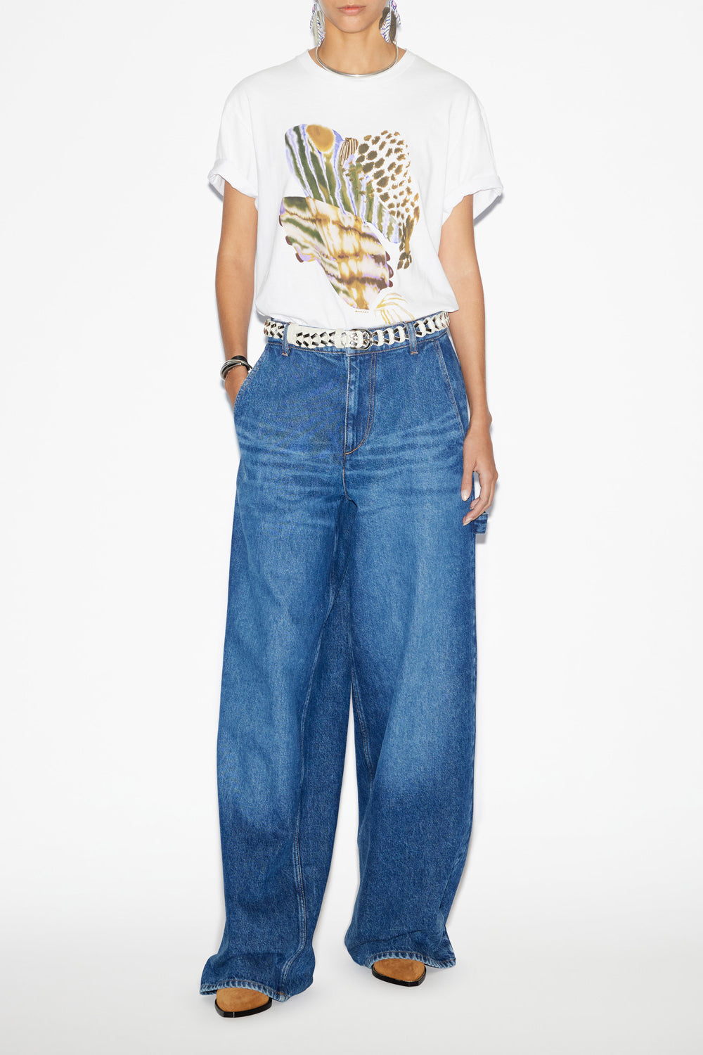 에드비쥬(edwige) 코튼 프린트 티셔츠 - 하얀색 - Woman - 2