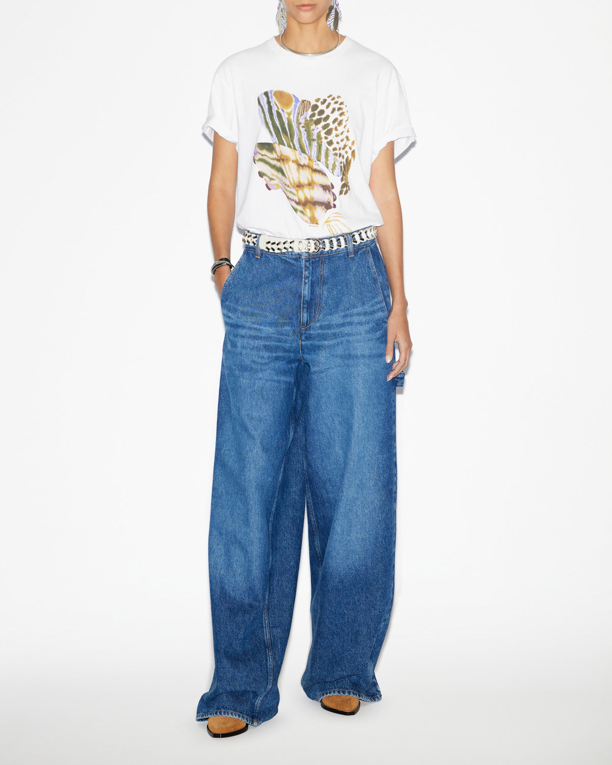 Camiseta estampada de algodón edwige - Blanco - Woman - 1