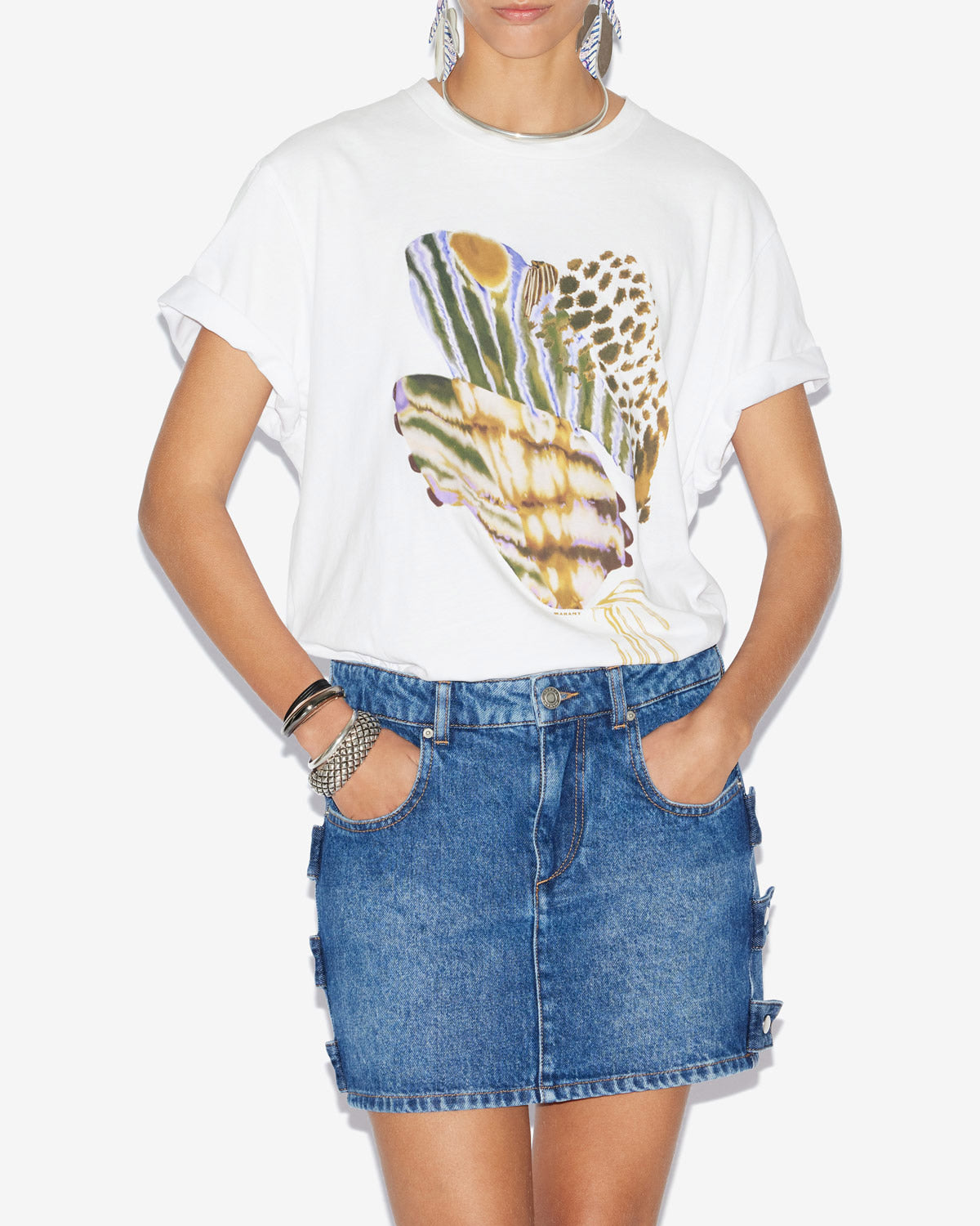 Camiseta estampada de algodón edwige - Blanco - Woman - 3