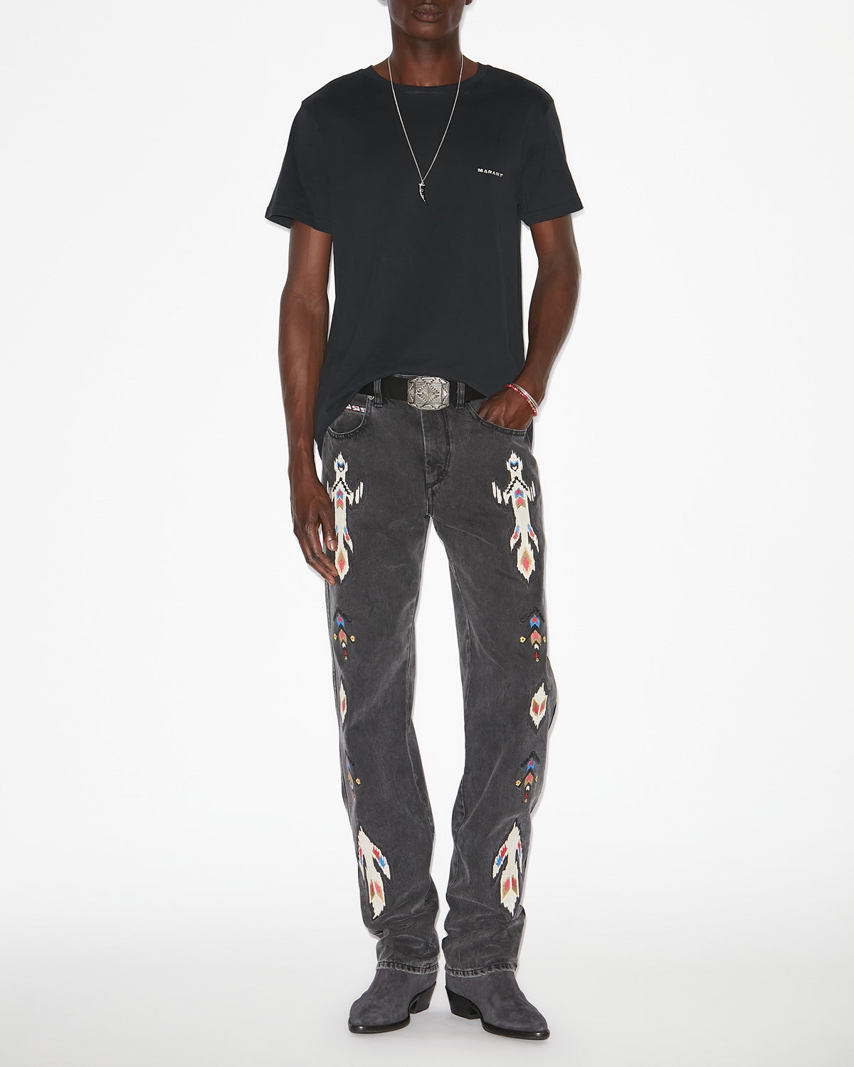 Camiseta de manga corta de algodón lisa zafferh - Negro - Man - 1