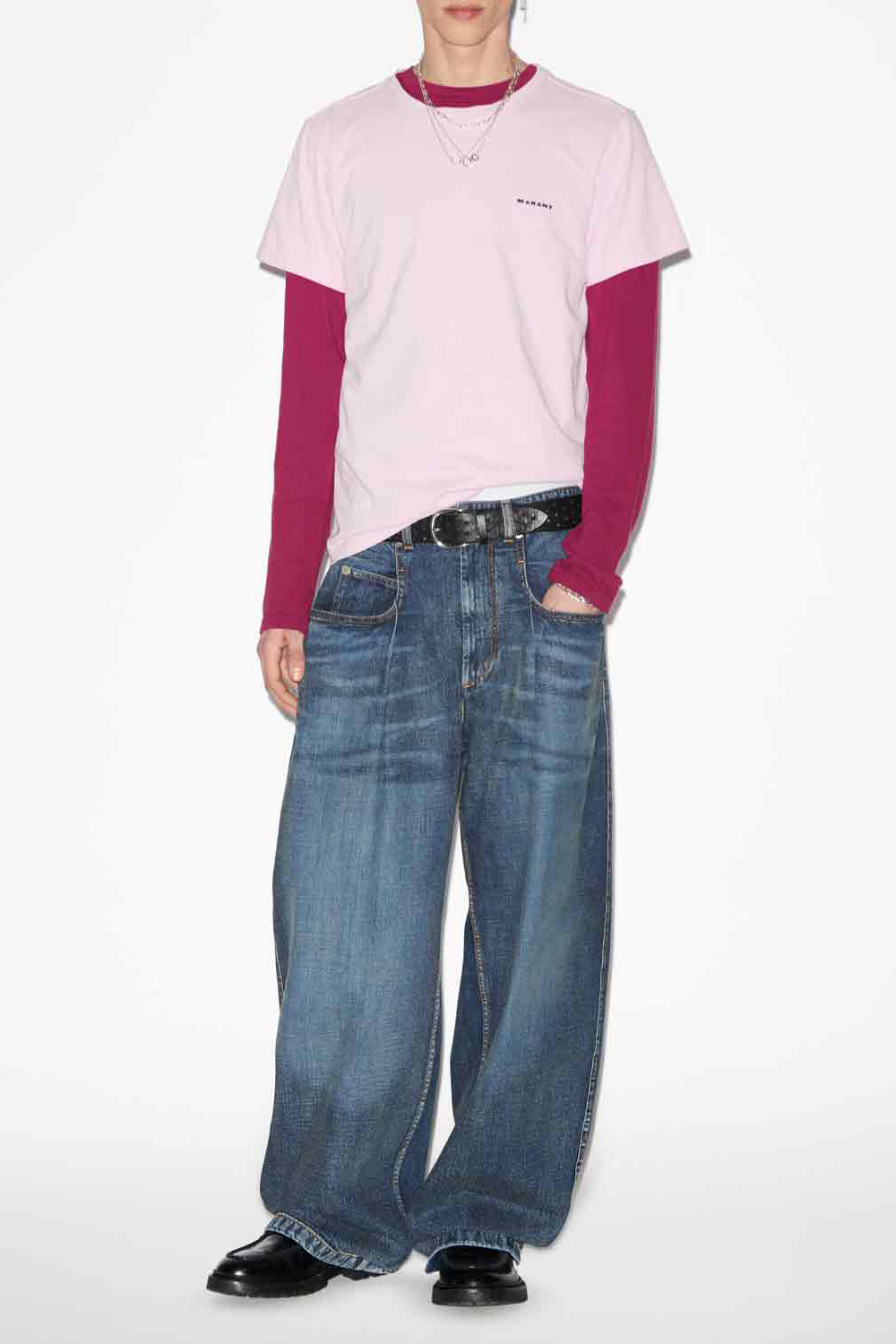 재퍼(zafferh) 플레인 코튼 반소매 티셔츠 - Light pink - Man - 2