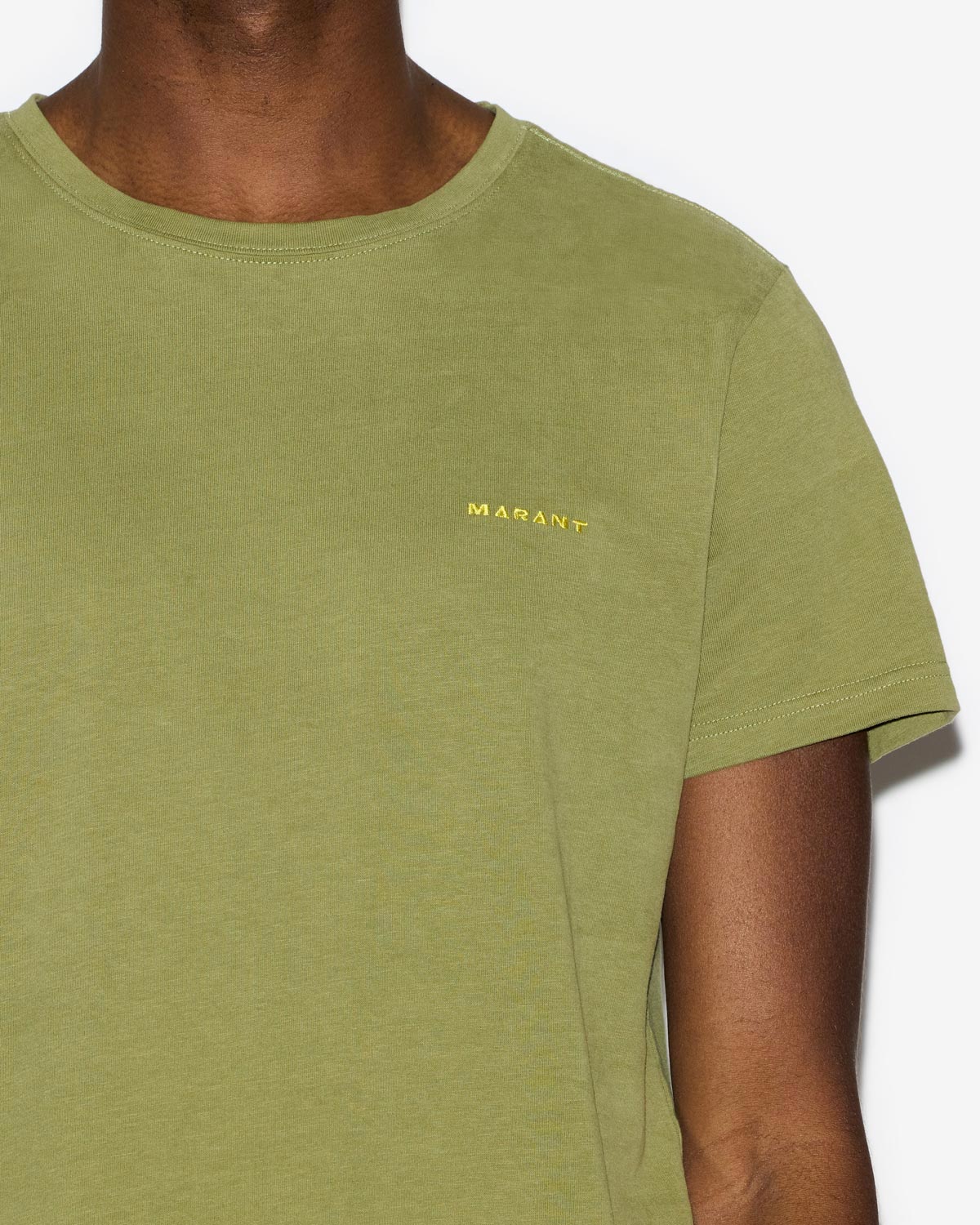 재퍼(zafferh) 플레인 코튼 반소매 티셔츠 - 카키색 옷감 - Man - 2
