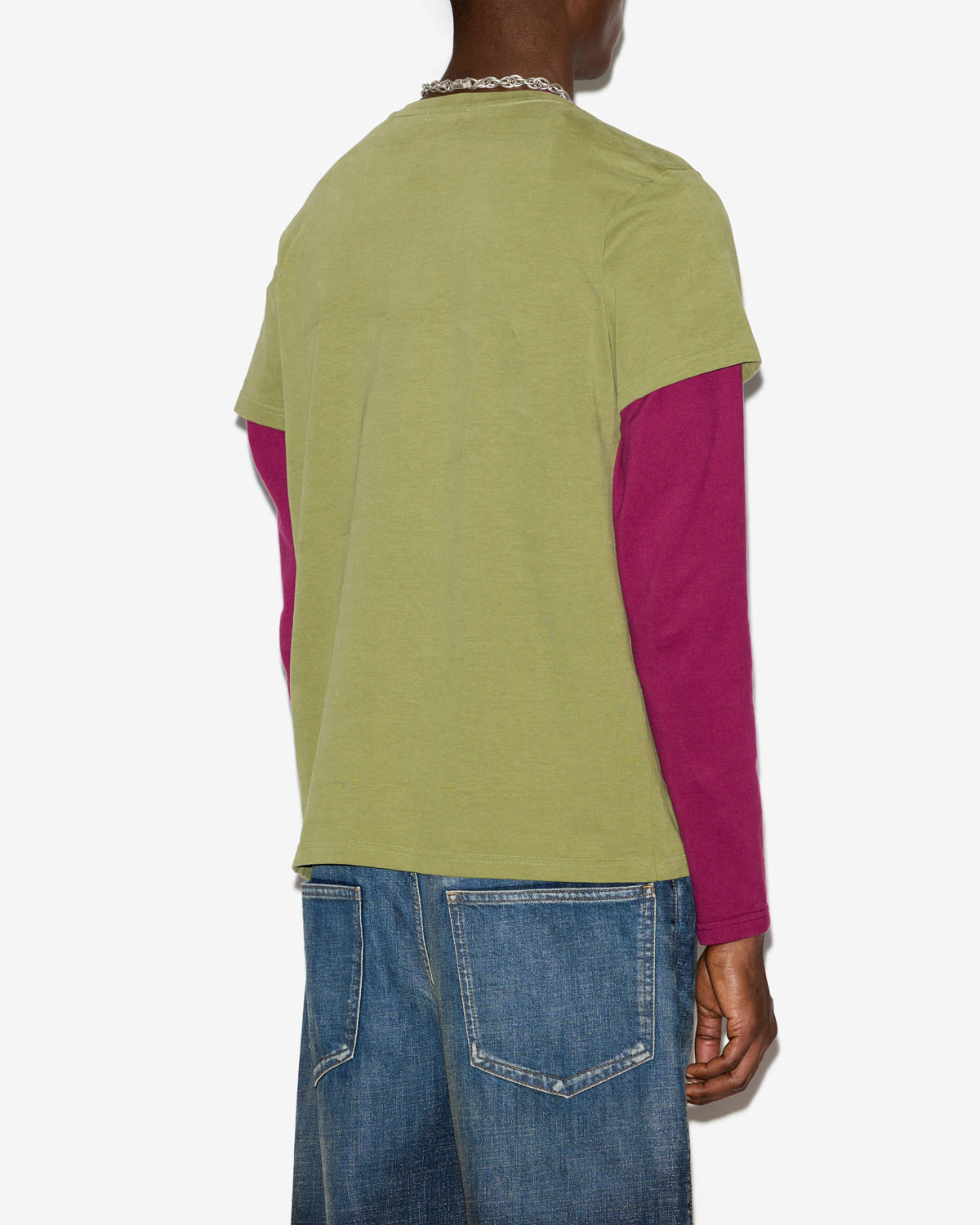 재퍼(zafferh) 플레인 코튼 반소매 티셔츠 - 카키색 옷감 - Man - 4