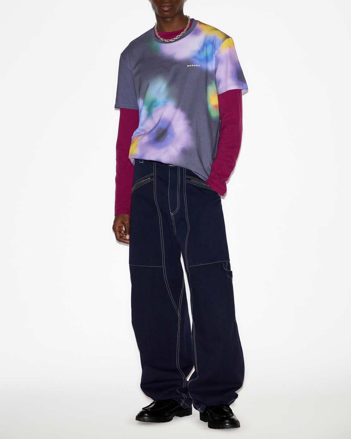 Honore short-sleeve printed cotton t-shirt - Faded night - Man - 1