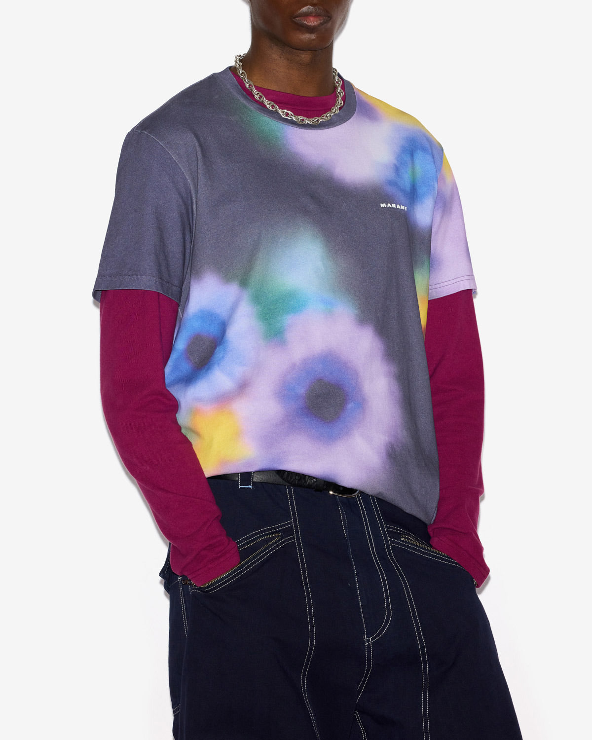 Honore short-sleeve printed cotton t-shirt - Faded night - Man - 3