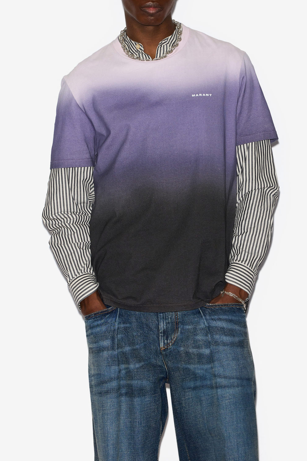 Camiseta de manga corta de algodón estampada honore - Púrpura - Man - 4