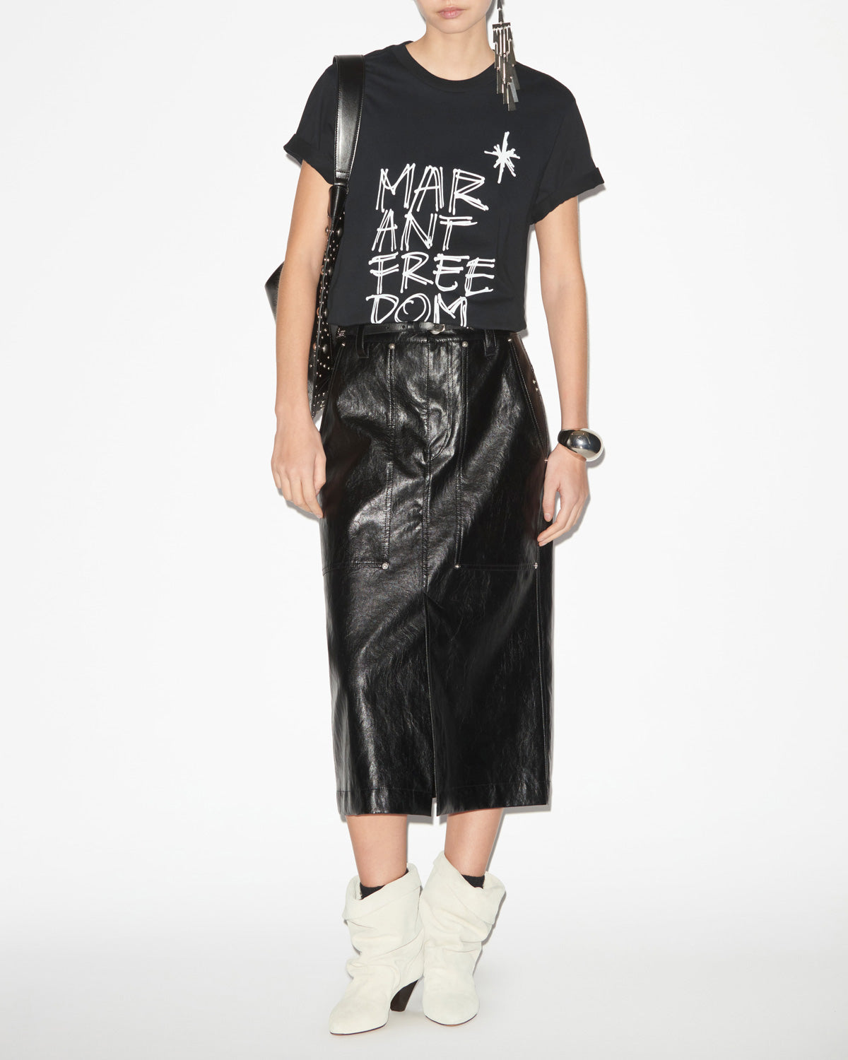 조엘린(zoeline) 코튼 프린트 티셔츠 - 검은색 - Woman - 1