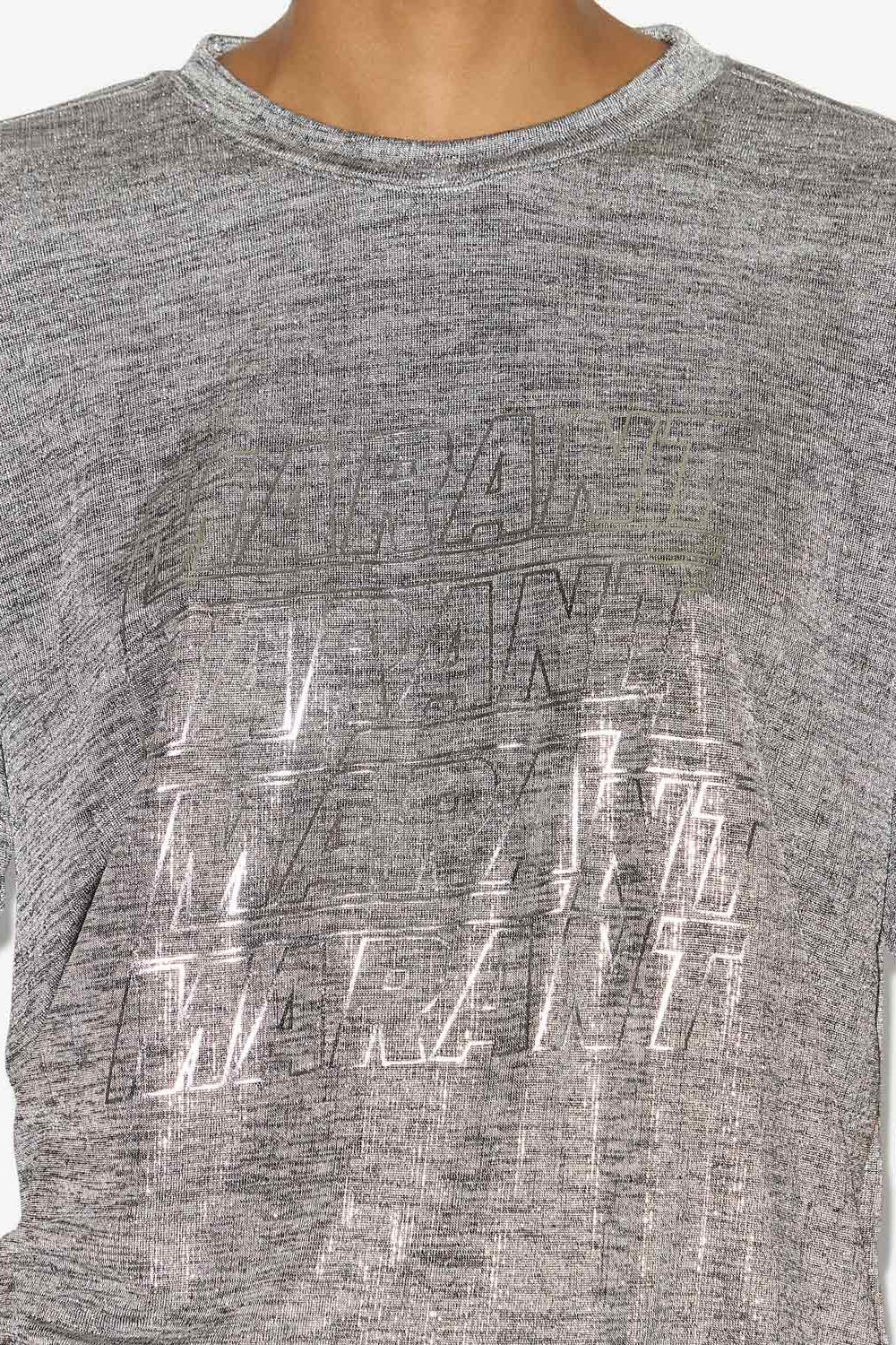 Zoeline ロゴ入りメタリックジャージー製 tシャツ - Gray-silver - Woman - 3