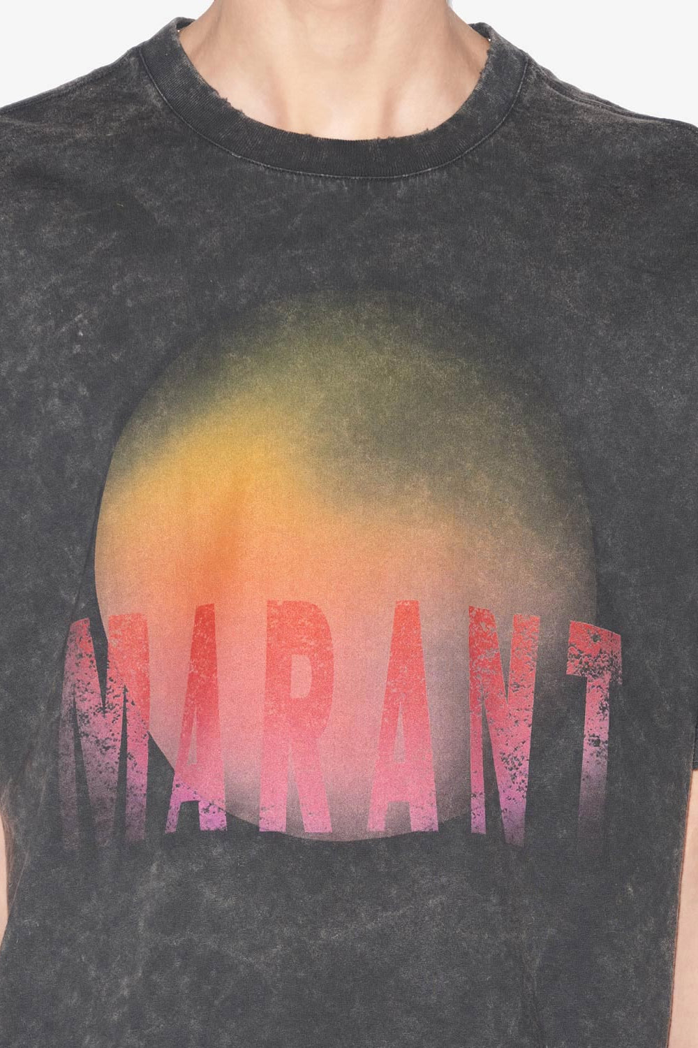 Camiseta con logotipo de algodón desgastado hugo - Negro lavado - Man - 3