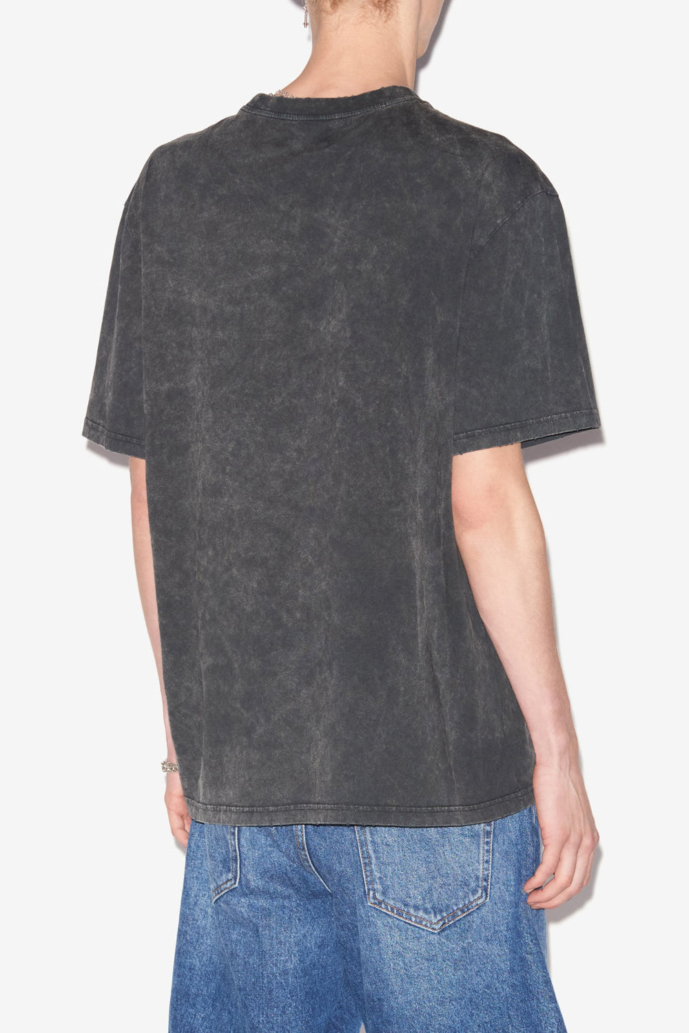 Camiseta con logotipo de algodón desgastado hugo - Negro lavado - Man - 5