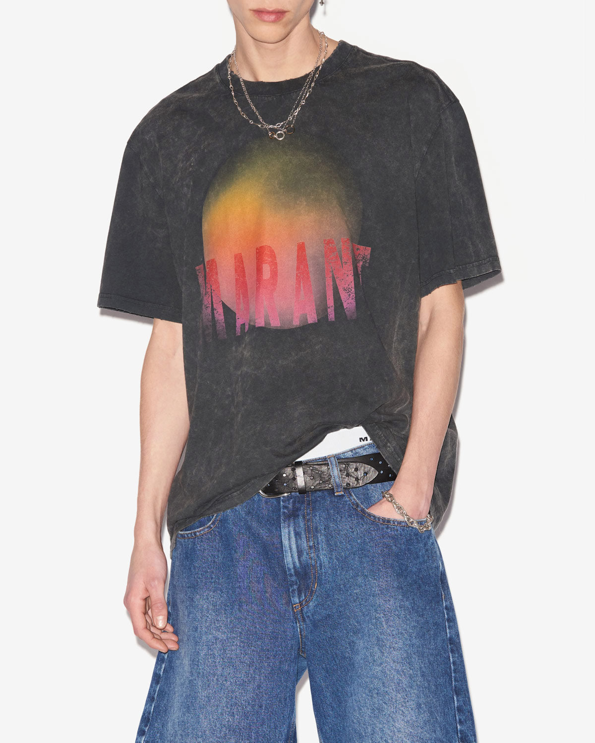 Hugo washed cotton logo t-shirt - Black - Man - 3