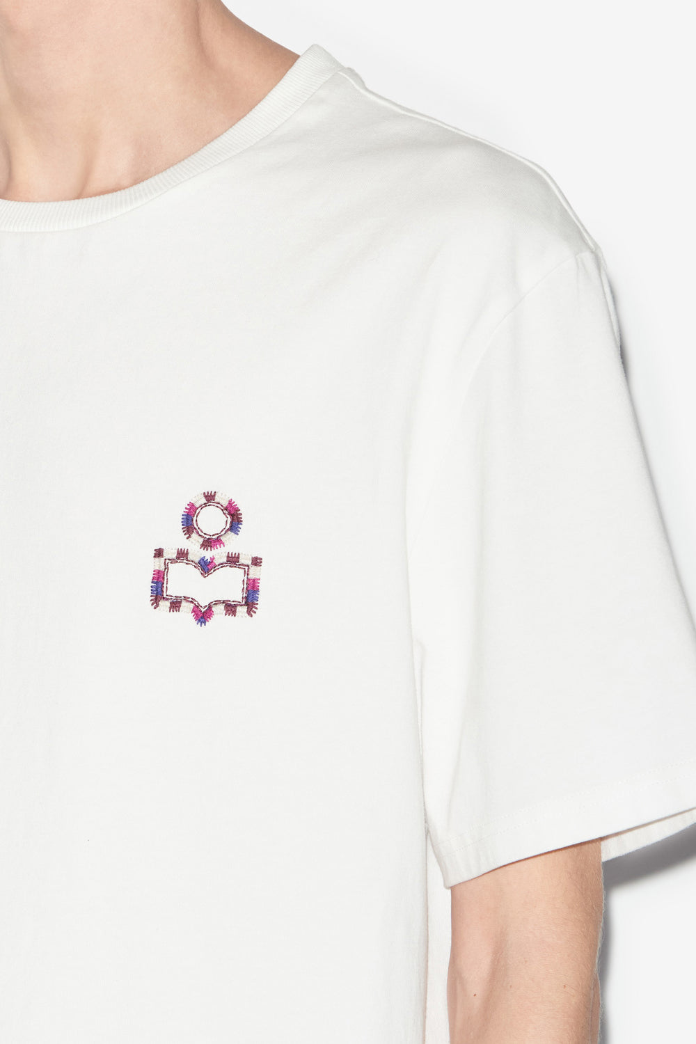 Camiseta de algodón con logotipos bordados hugo - Blanco - Man - 3