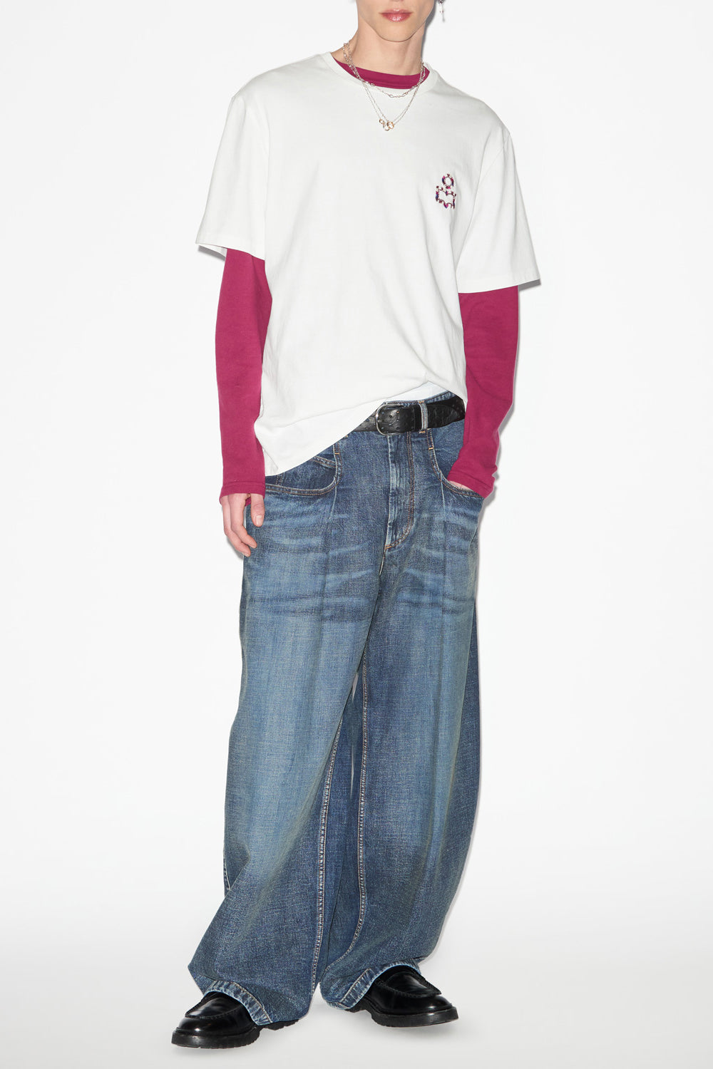 Camiseta de algodón con logotipos bordados hugo - Blanco - Man - 2