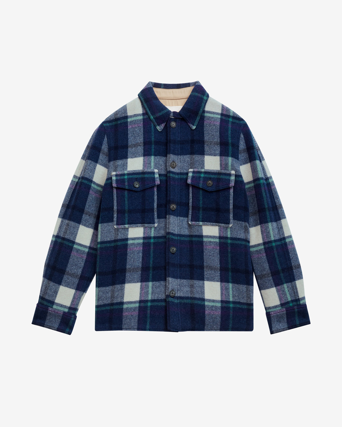 Kervon checkered wool blend jacket - Faded night - Man - 5